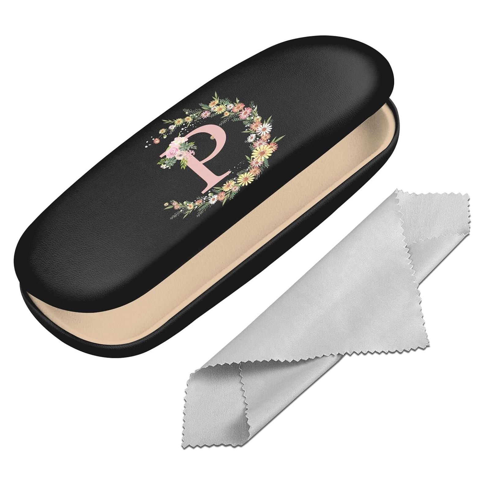 Estuche Duro para Gafas PU con Paño de Limpieza Letra-P