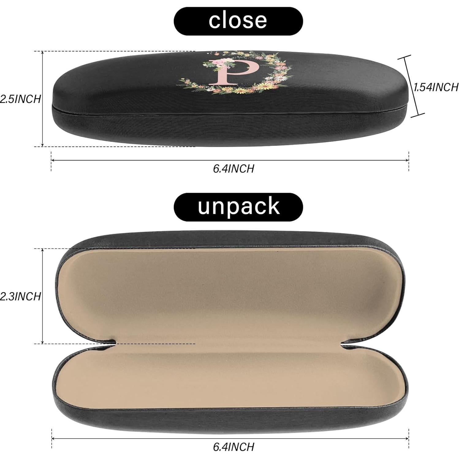 Estuche Duro para Gafas PU con Paño de Limpieza Letra-P