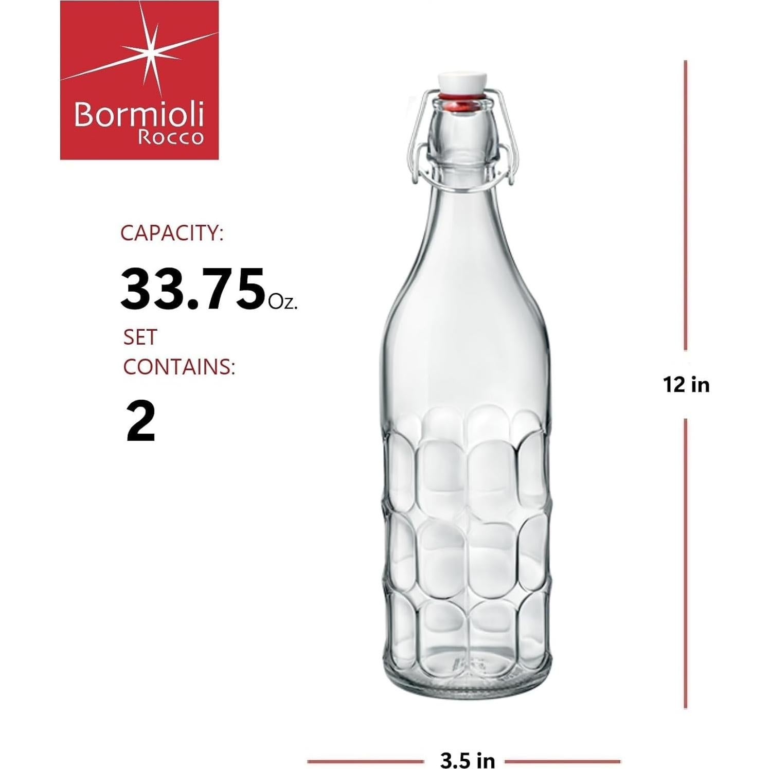 Juego de 2 Botellas de Vidrio Bormioli Rocco Moresca 1000 ml