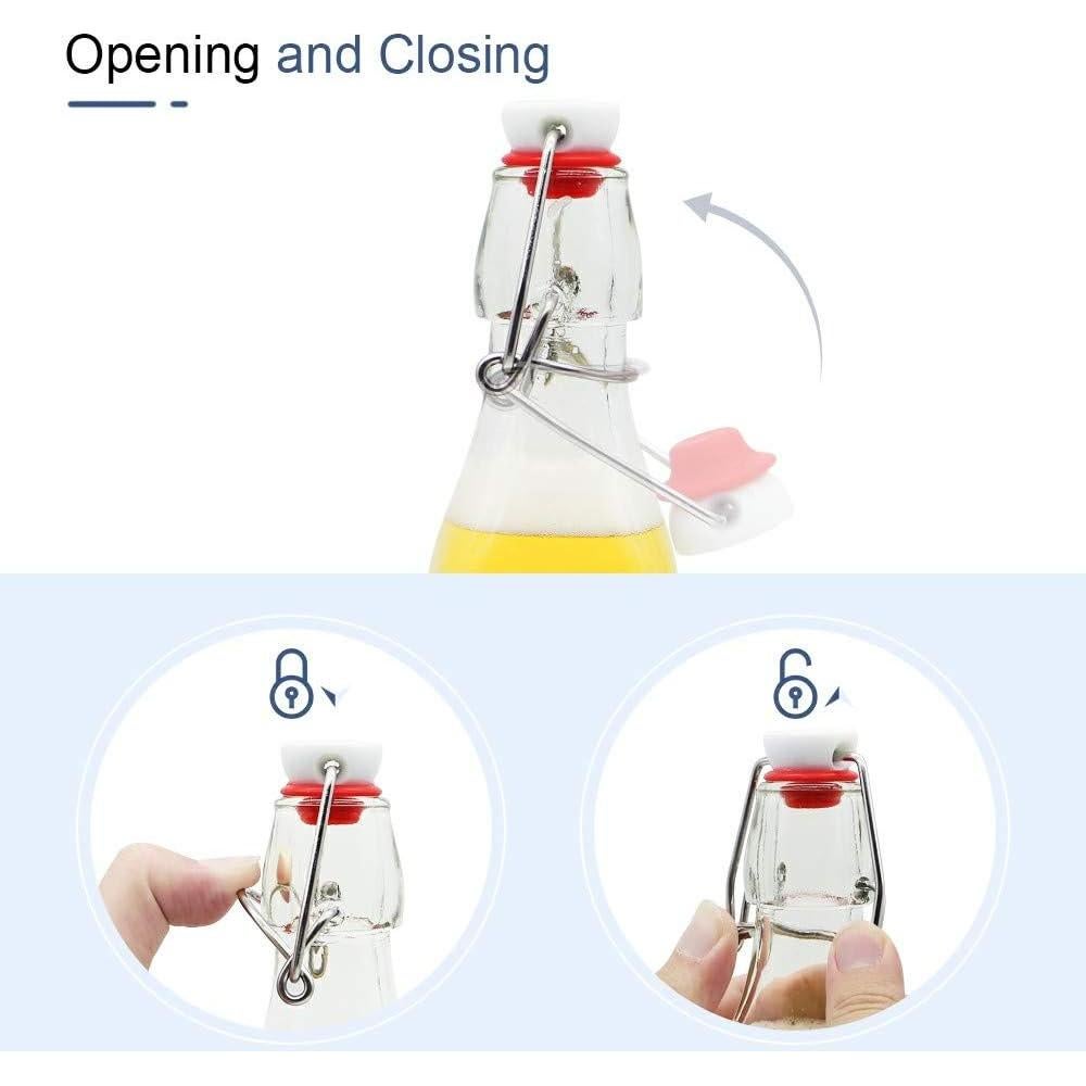 Botellas de vidrio ZEBEIYU 240 ml con tapa de balancín - Set de 9