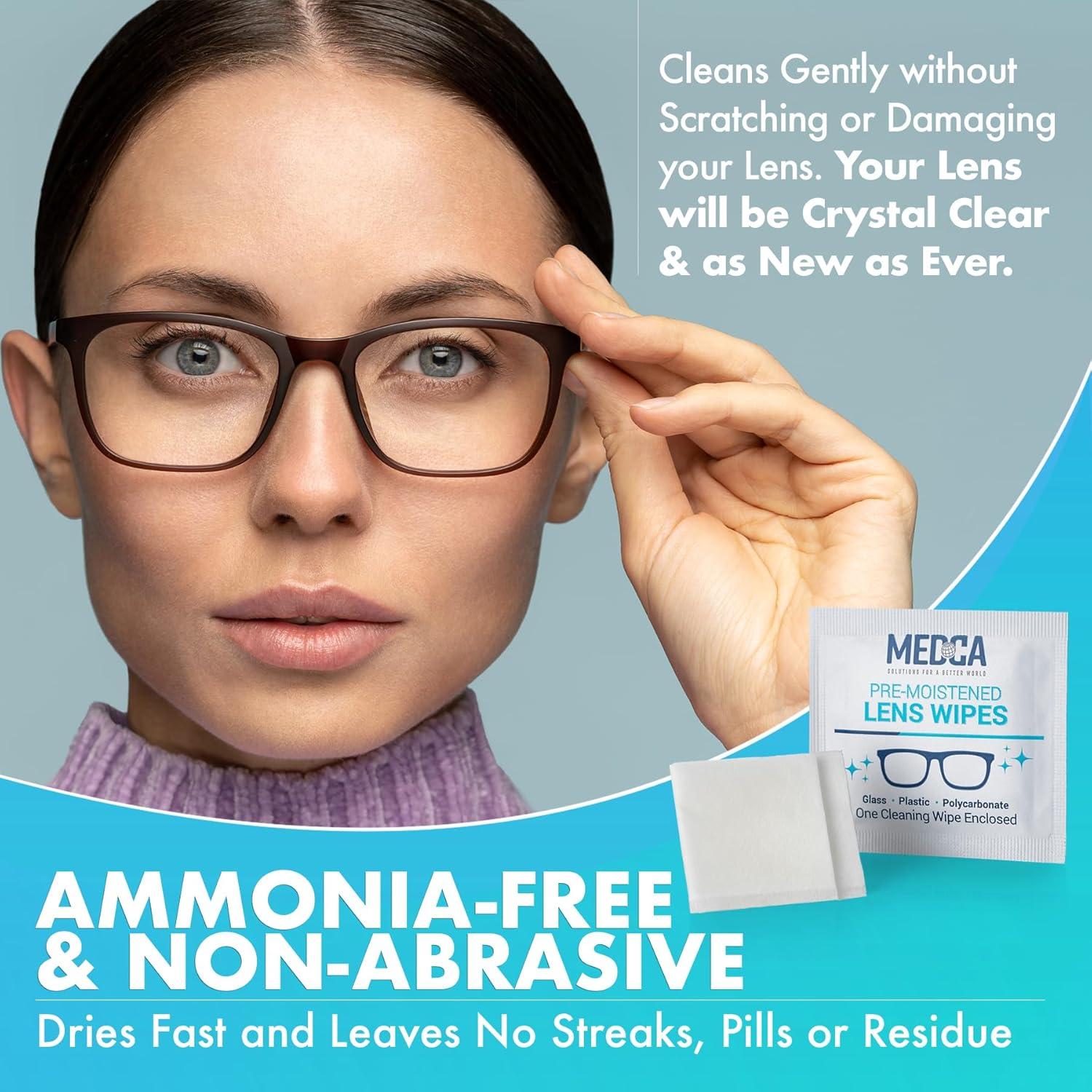 Toallitas de Limpieza de Lentes MEDca 105 Paquetes Amoníaco Libre