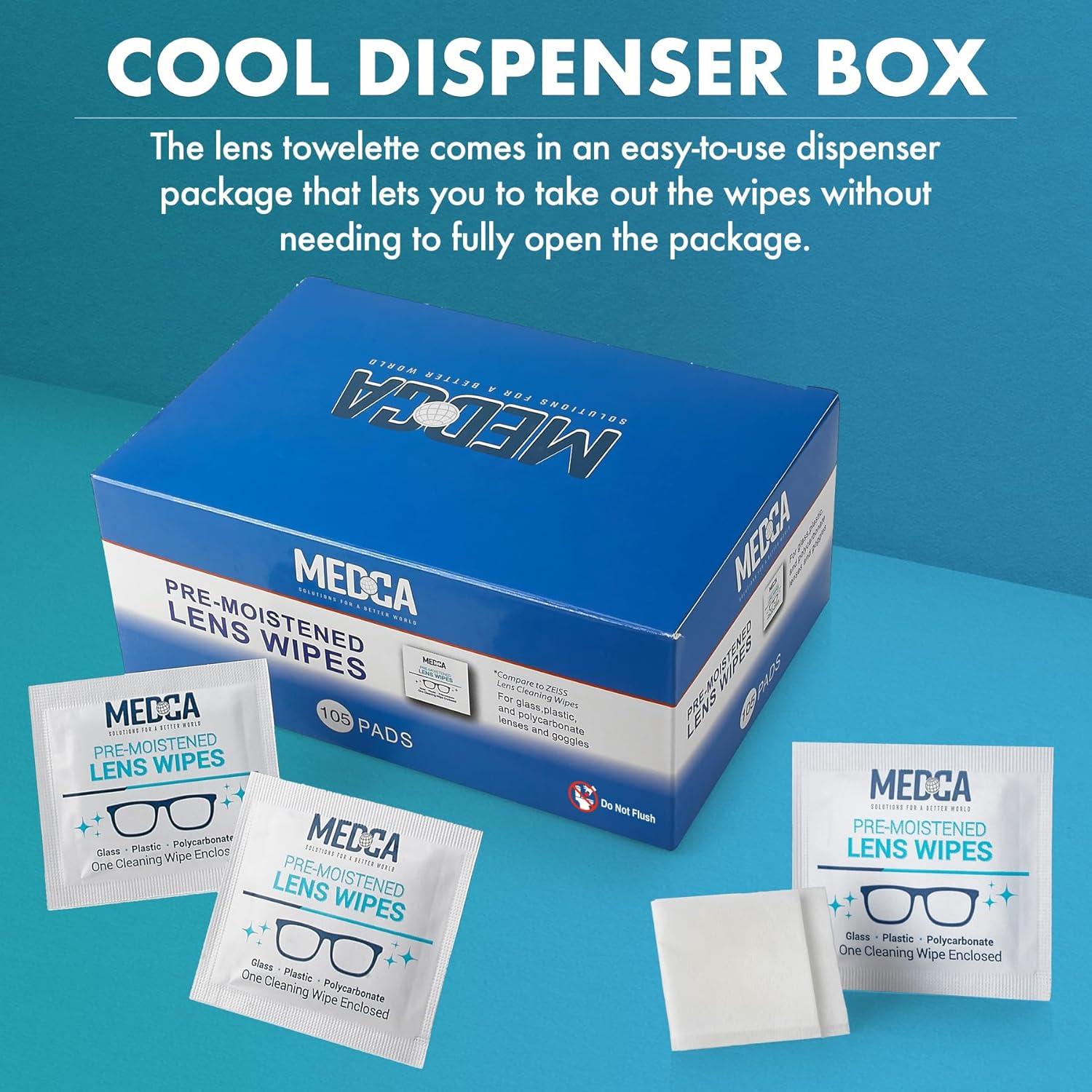 Toallitas de Limpieza de Lentes MEDca 105 Paquetes Amoníaco Libre