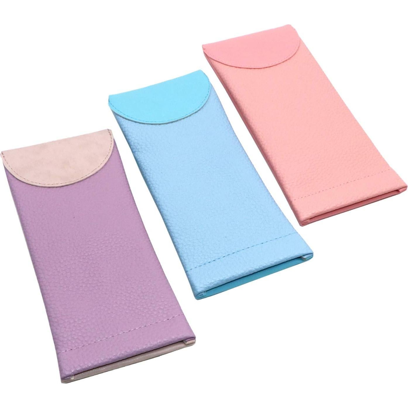 Pack de 3 Fundas de Gafas PU con Cierre Superior