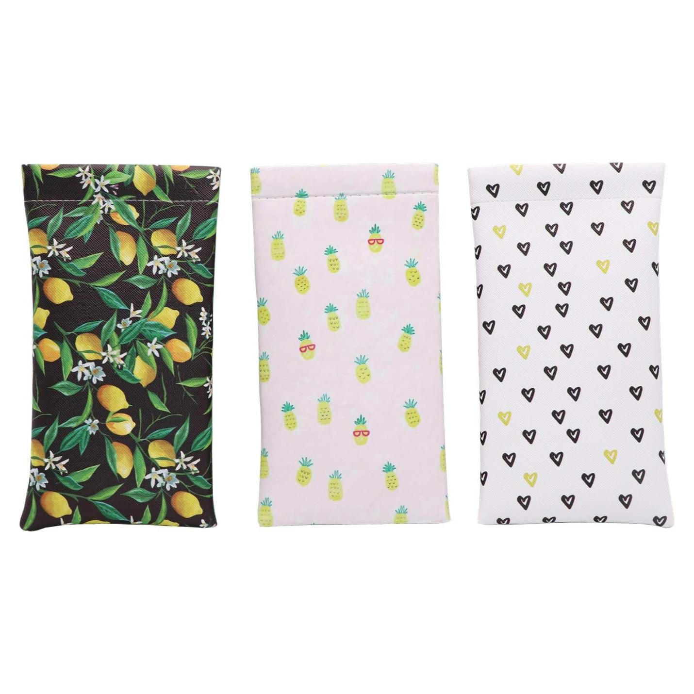 Pack 3 Fundas de Gafas PU con Tapa de Presión