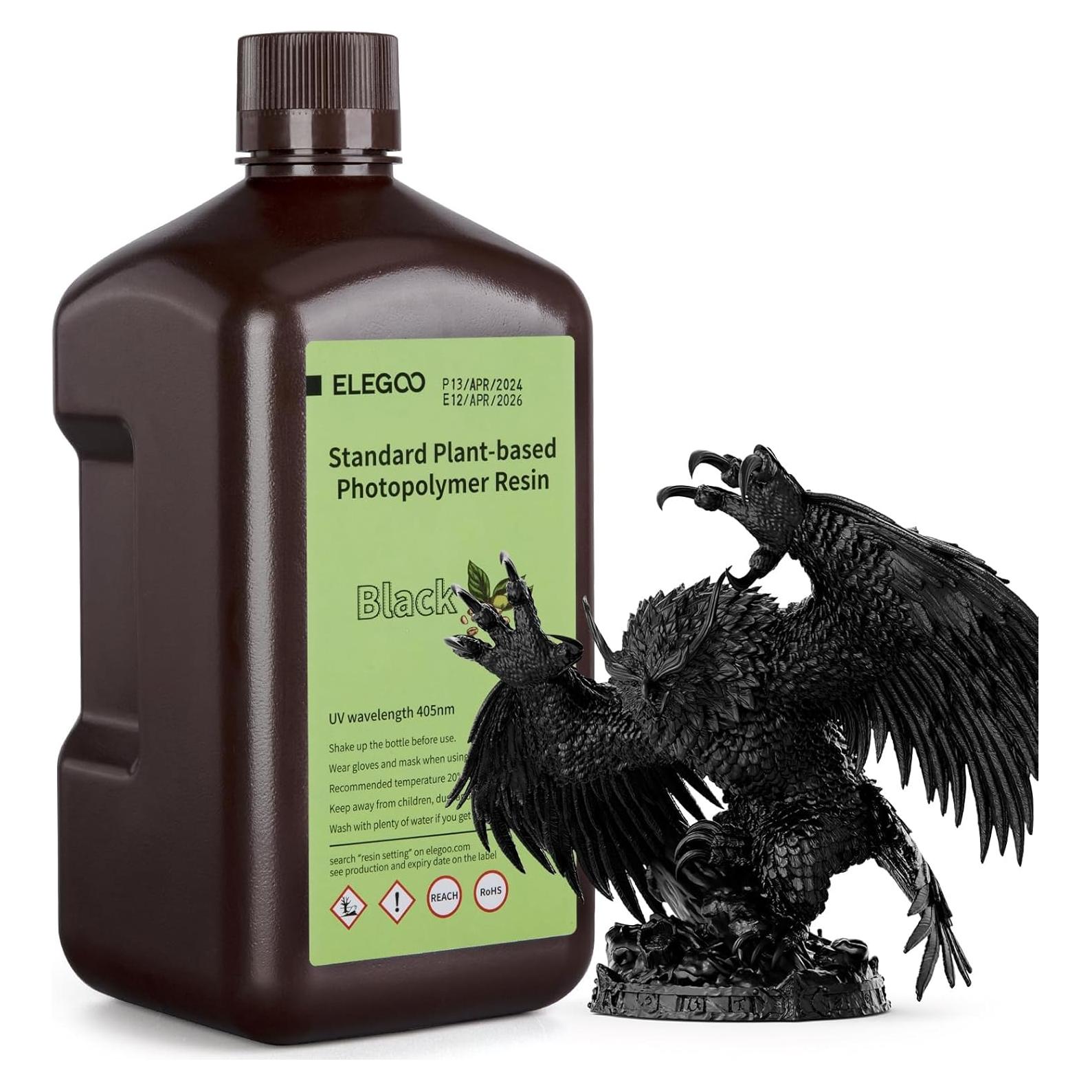 Resina 3D ELEGOO 2000g a base de plantas UV 405nm - Negro