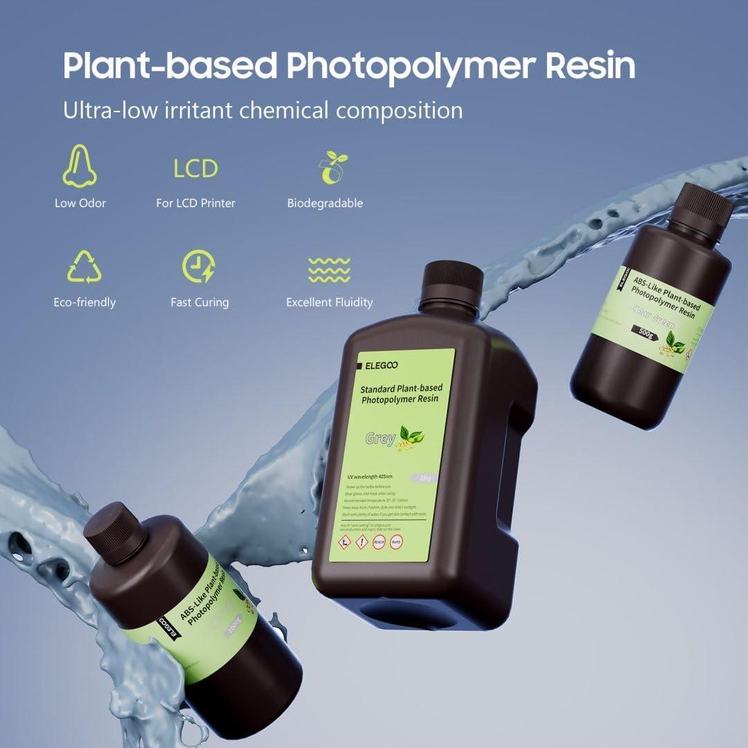 Resina 3D ELEGOO 2000g a base de plantas UV 405nm - Negro