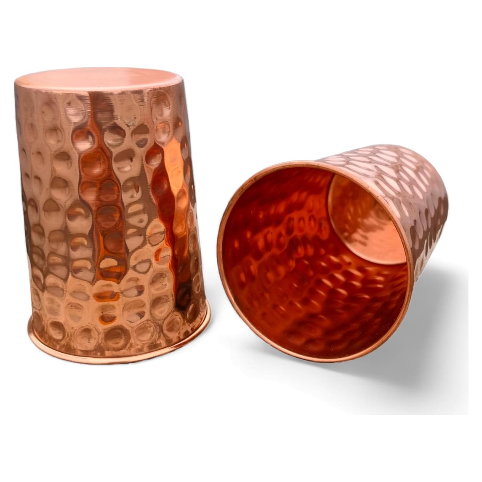 Juego de 2 Copas de Cobre Puro Martillado Siddhivinayak