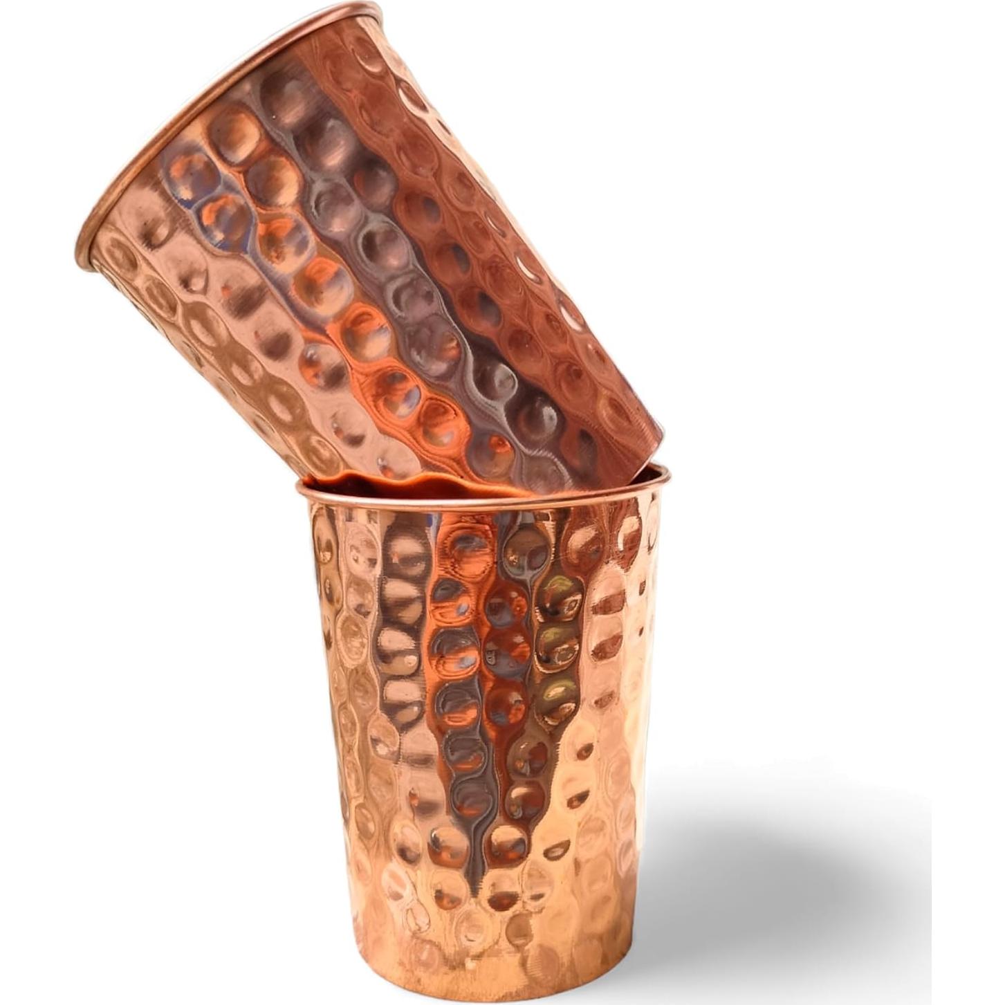 Juego de 2 Copas de Cobre Puro Martillado Siddhivinayak
