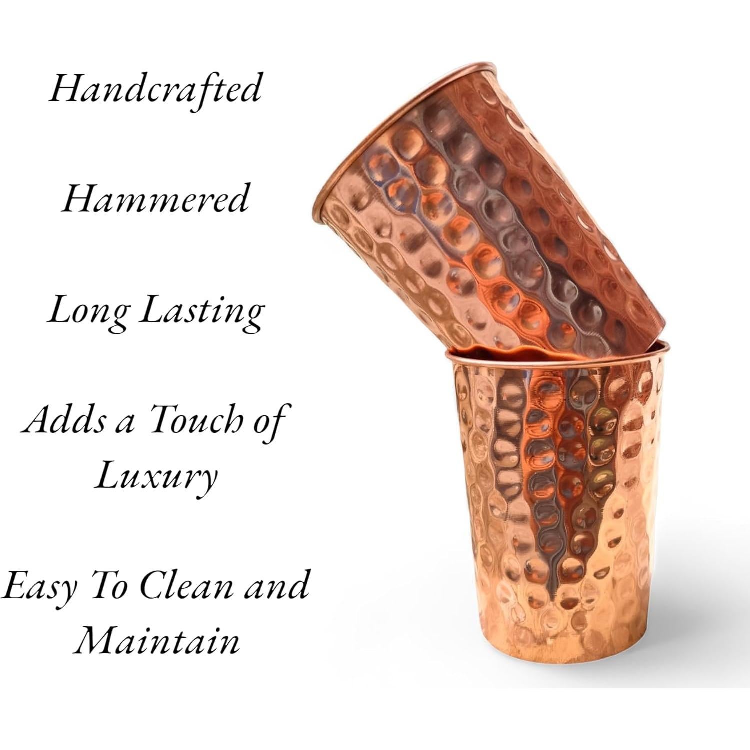 Juego de 2 Copas de Cobre Puro Martillado Siddhivinayak