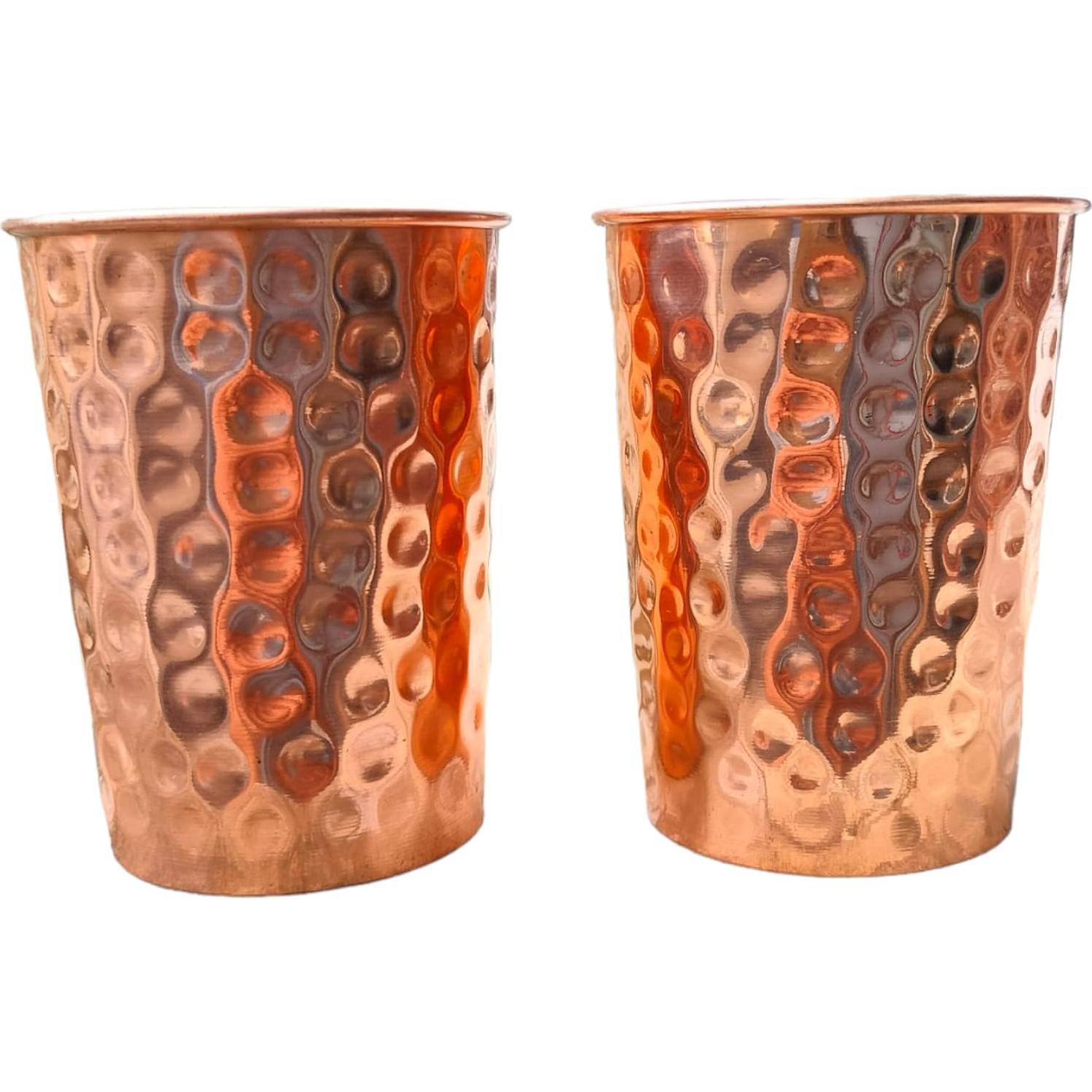 Juego de 2 Copas de Cobre Puro Martillado Siddhivinayak