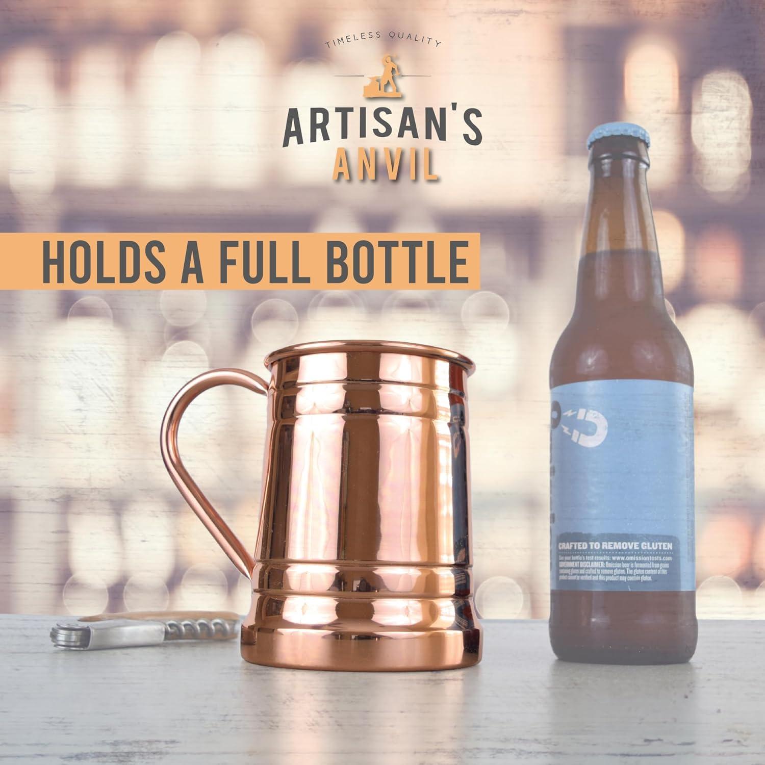 Taza de Cerveza de Cobre Puro Yunque del Artesano 532 ml