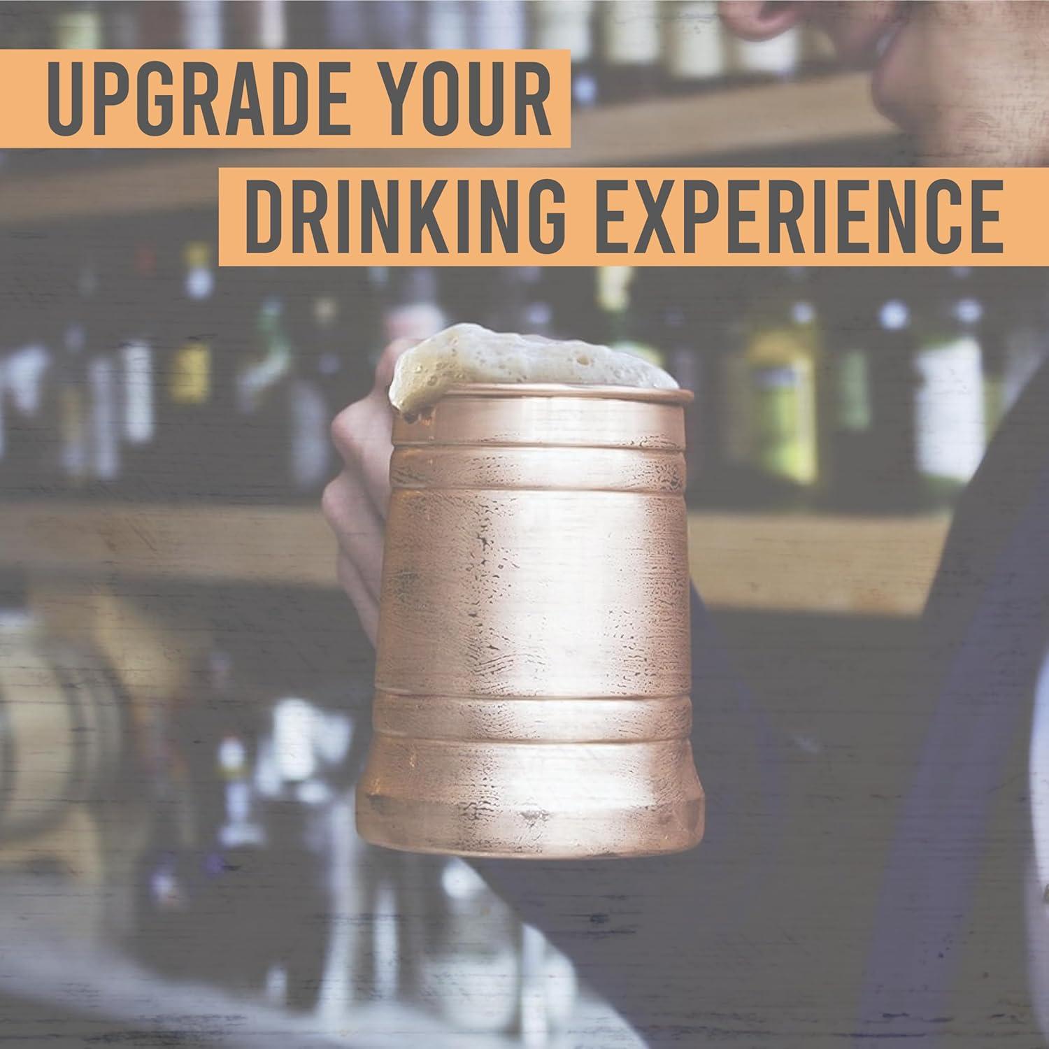 Taza de Cerveza de Cobre Puro Yunque del Artesano 532 ml