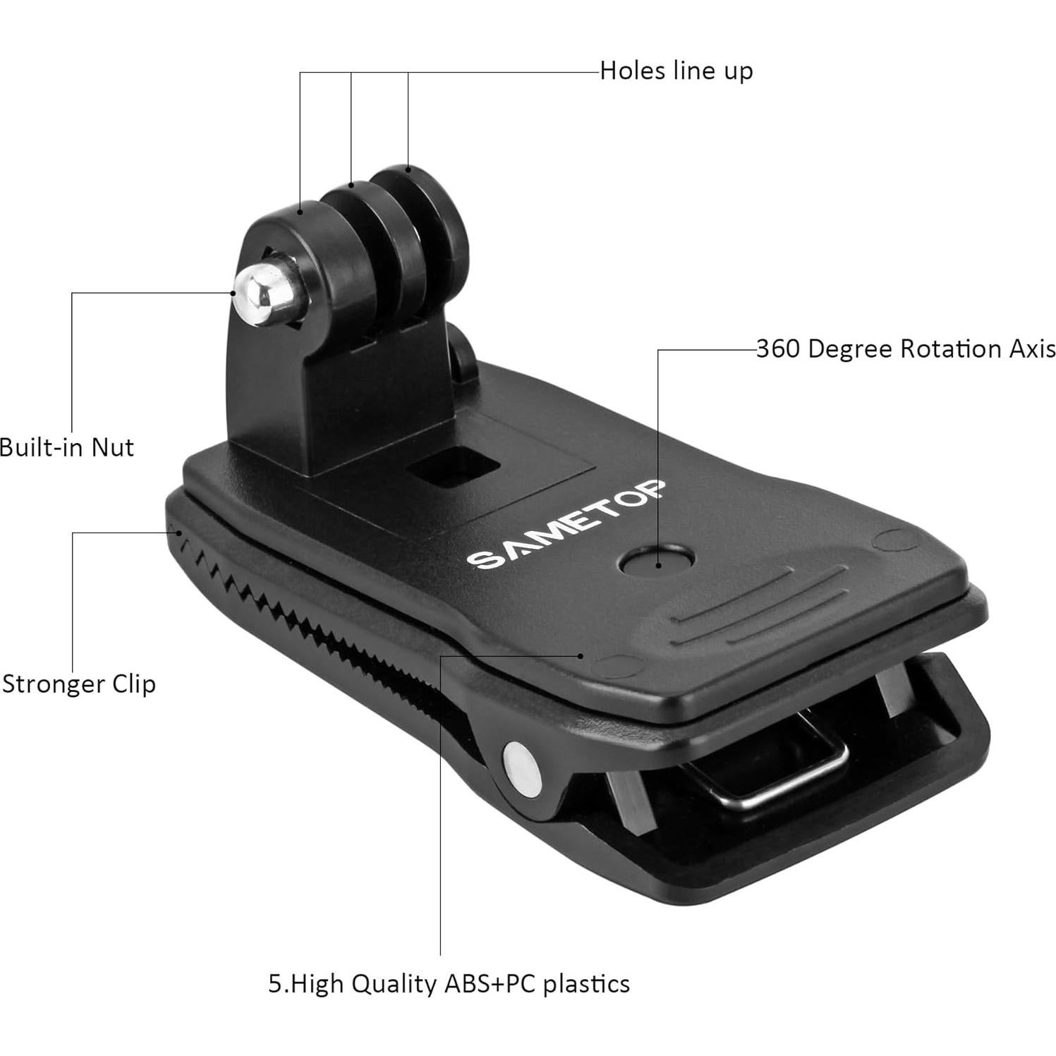 Soporte Clip Rápido Sametop para Correa de Mochila GoPro