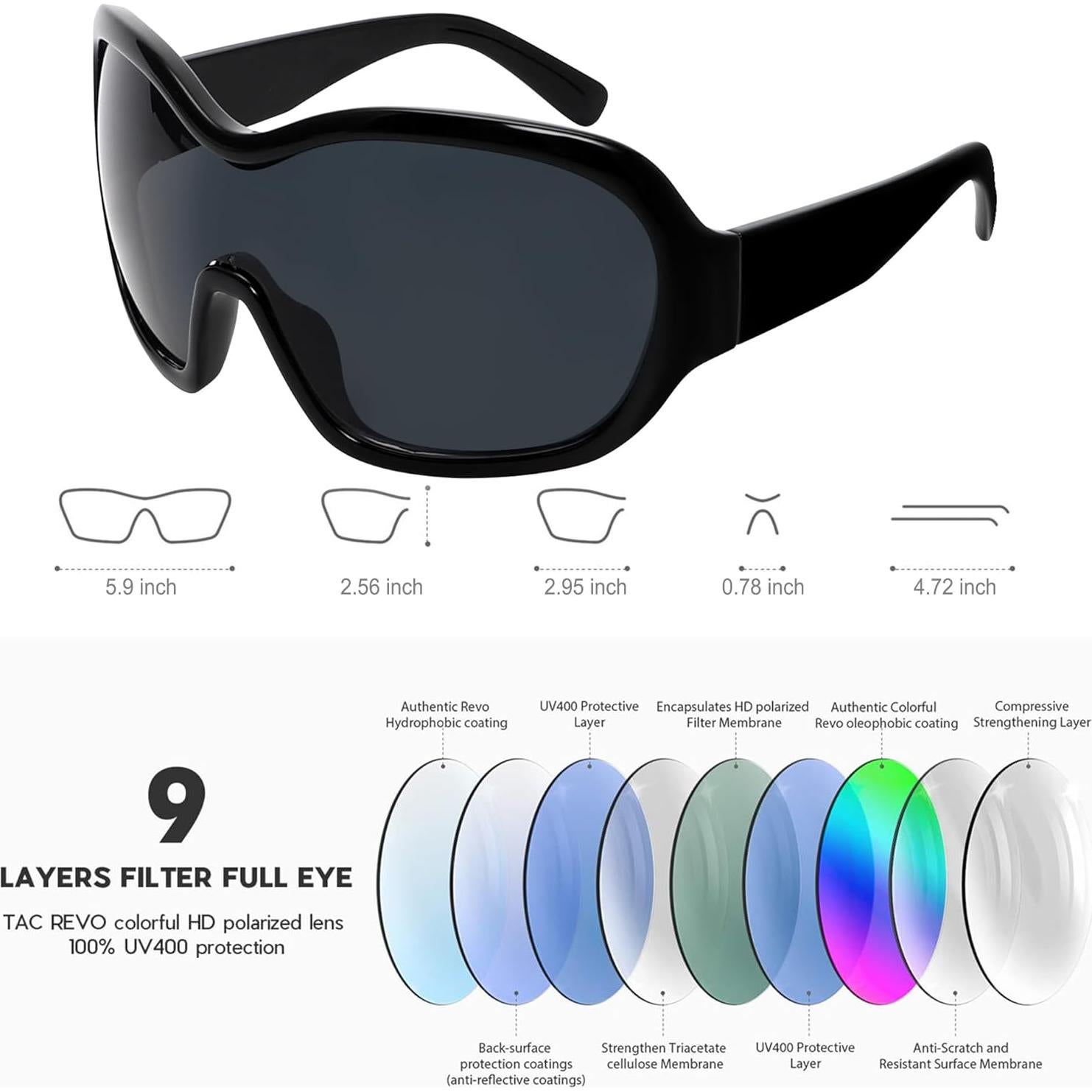 Gafas de sol TYA retro grandes unisex con protección UV