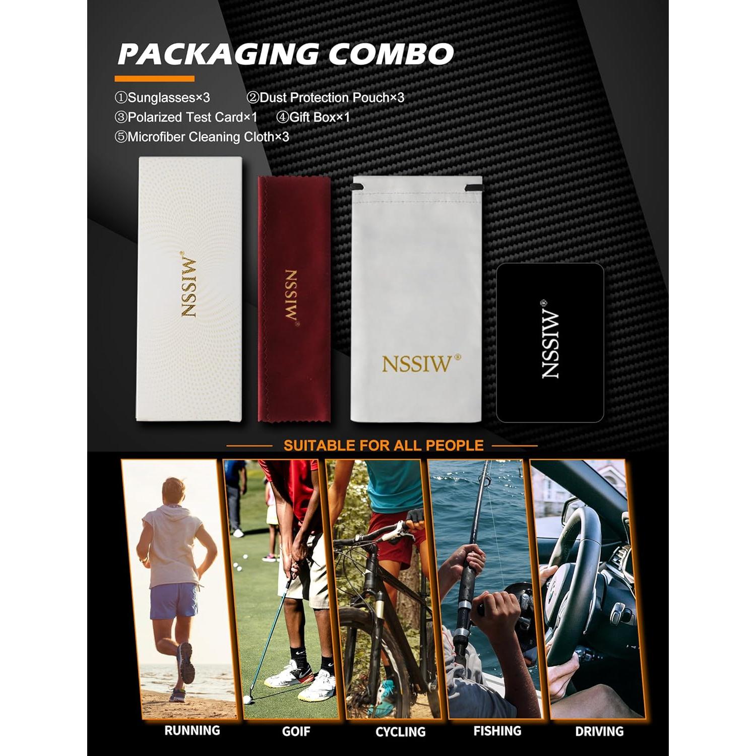 Gafas de Sol Polarizadas NSSIW para Hombres UV Protección