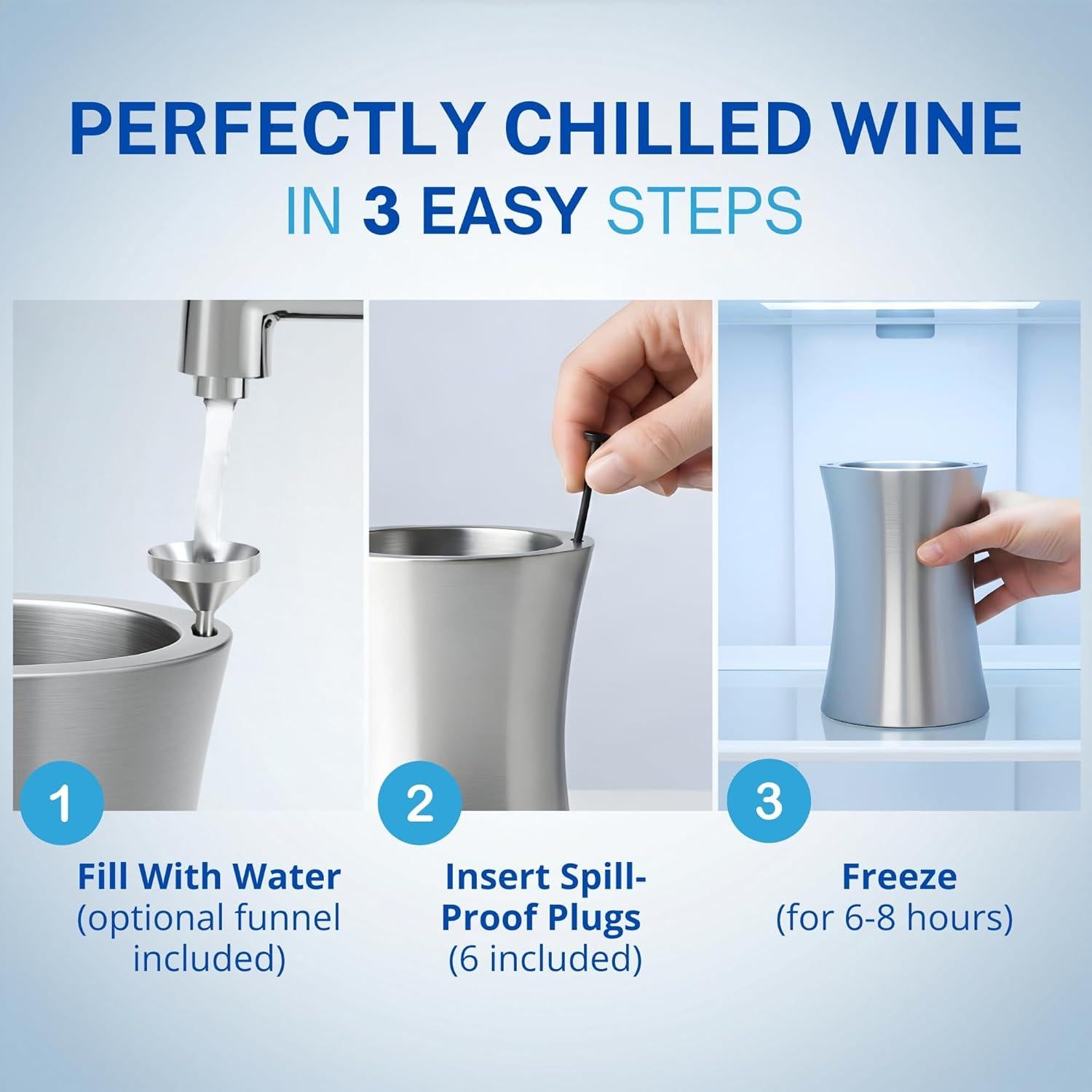 Enfriador de Vino Portátil JennLee Acero Inoxidable 750ml