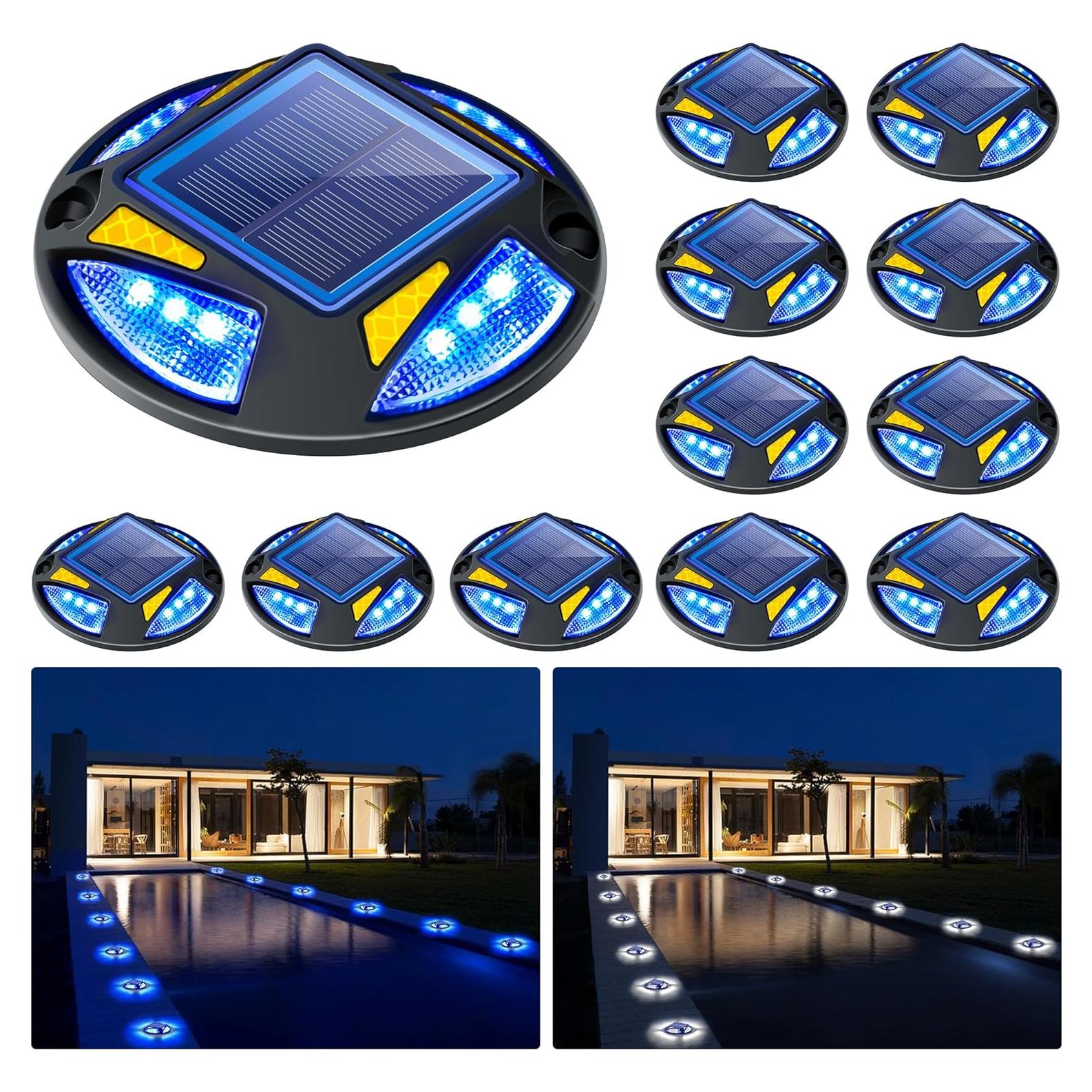 Luces Solares Exteriores IP68 12 Pzs Azul/Blanco KF09A