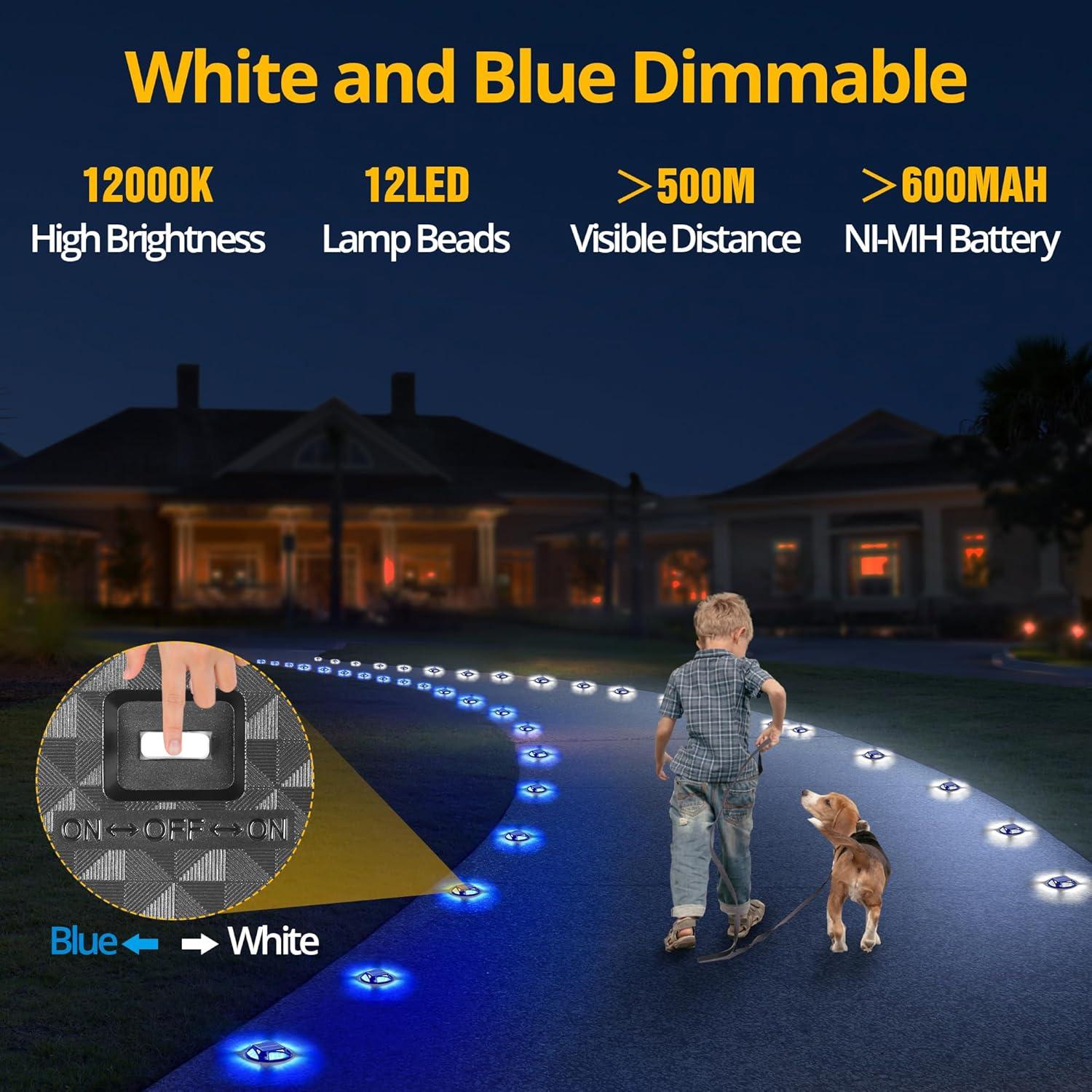 Luces Solares Exteriores IP68 12 Pzs Azul/Blanco KF09A