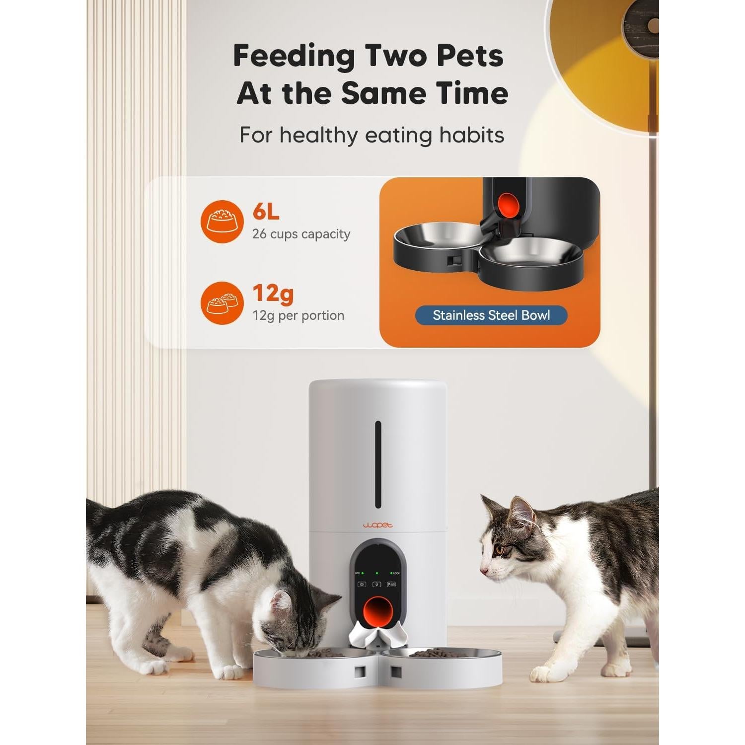 Comedero Automático WOPET para Gatos y Perros 6L WiFi