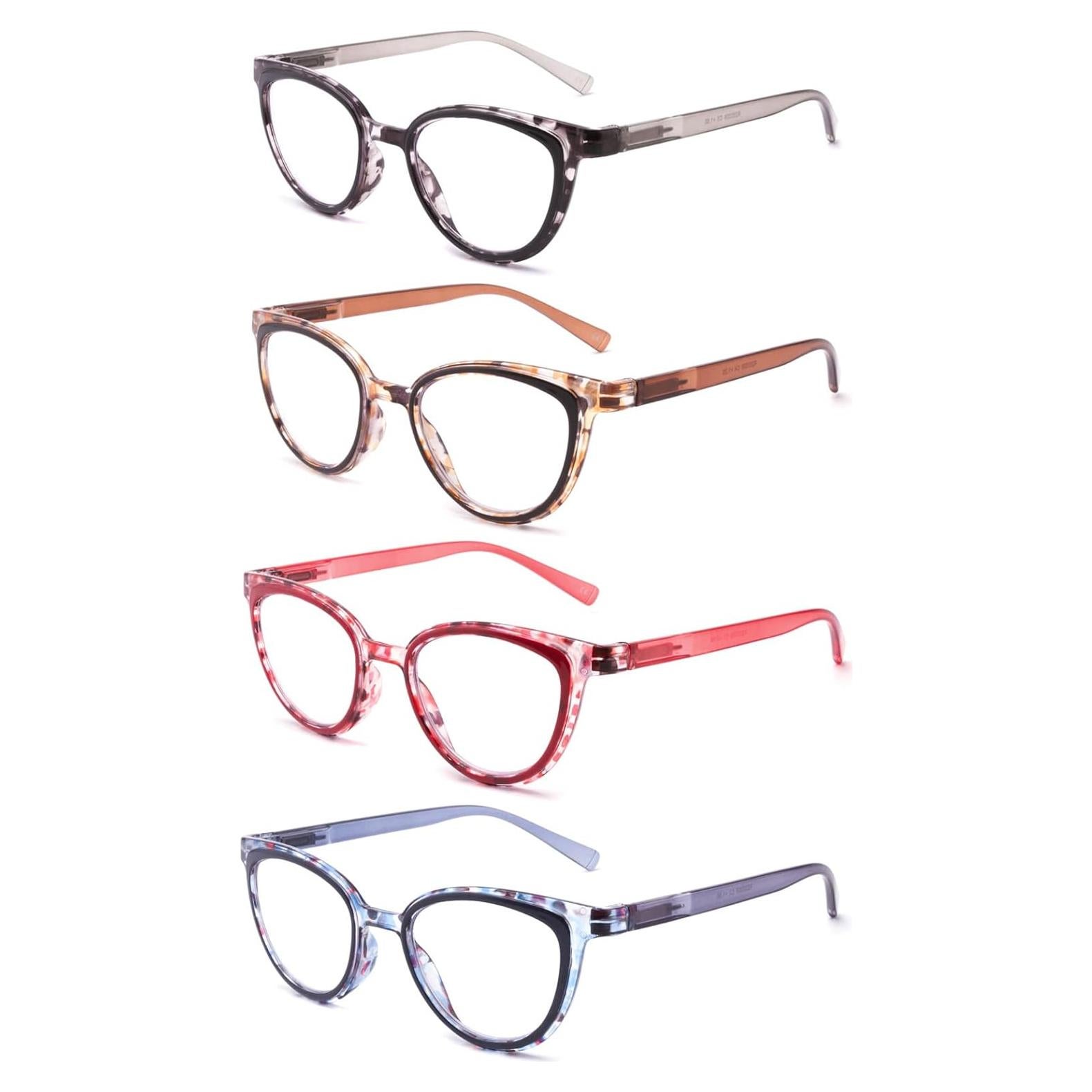 IVNUOYI 4 Pack Reading Glasses Blue Light Blocking Fashion Ladies Readers with Spring Hinges,Anti Glare UV Eyestrain,Computer Eyeglasses for Women 1.0