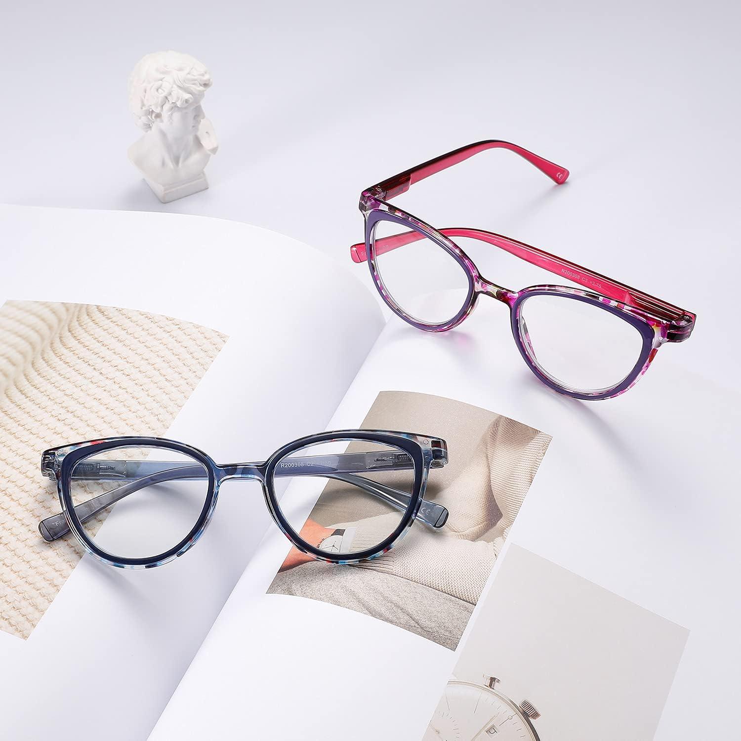 IVNUOYI 4 Pack Reading Glasses Blue Light Blocking Fashion Ladies Readers with Spring Hinges,Anti Glare UV Eyestrain,Computer Eyeglasses for Women 1.0