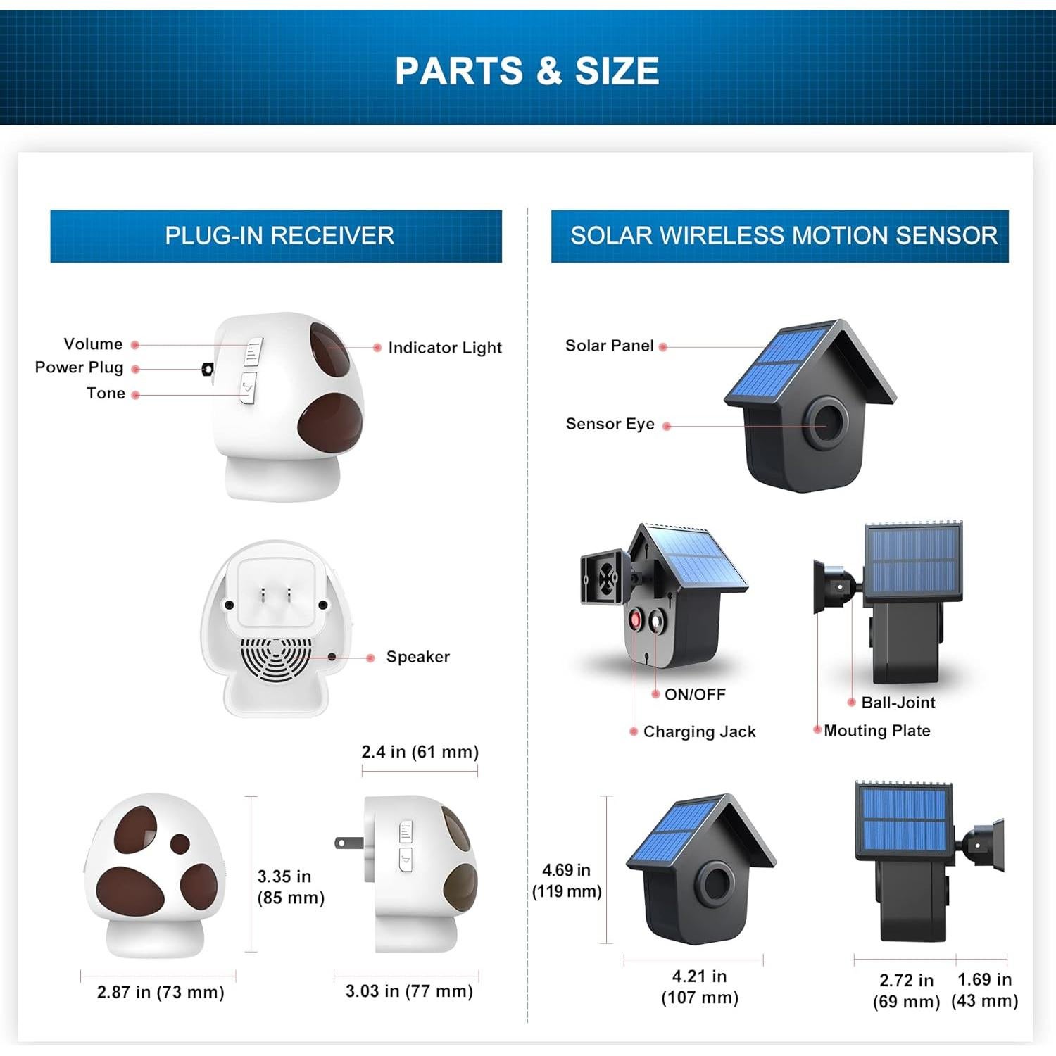 Alarma Inalámbrica Solar HTZSAFE con Sensor de Movimiento 21.3m