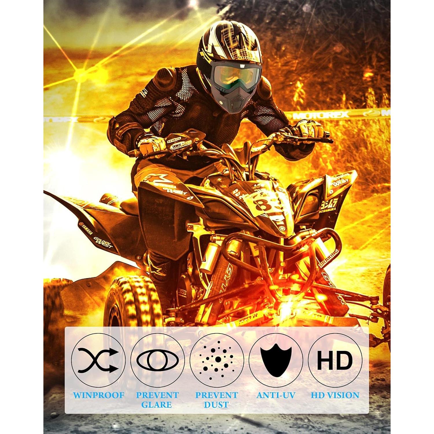 Gafas de Motocicleta Frienda con Casco y Cubierta Facial