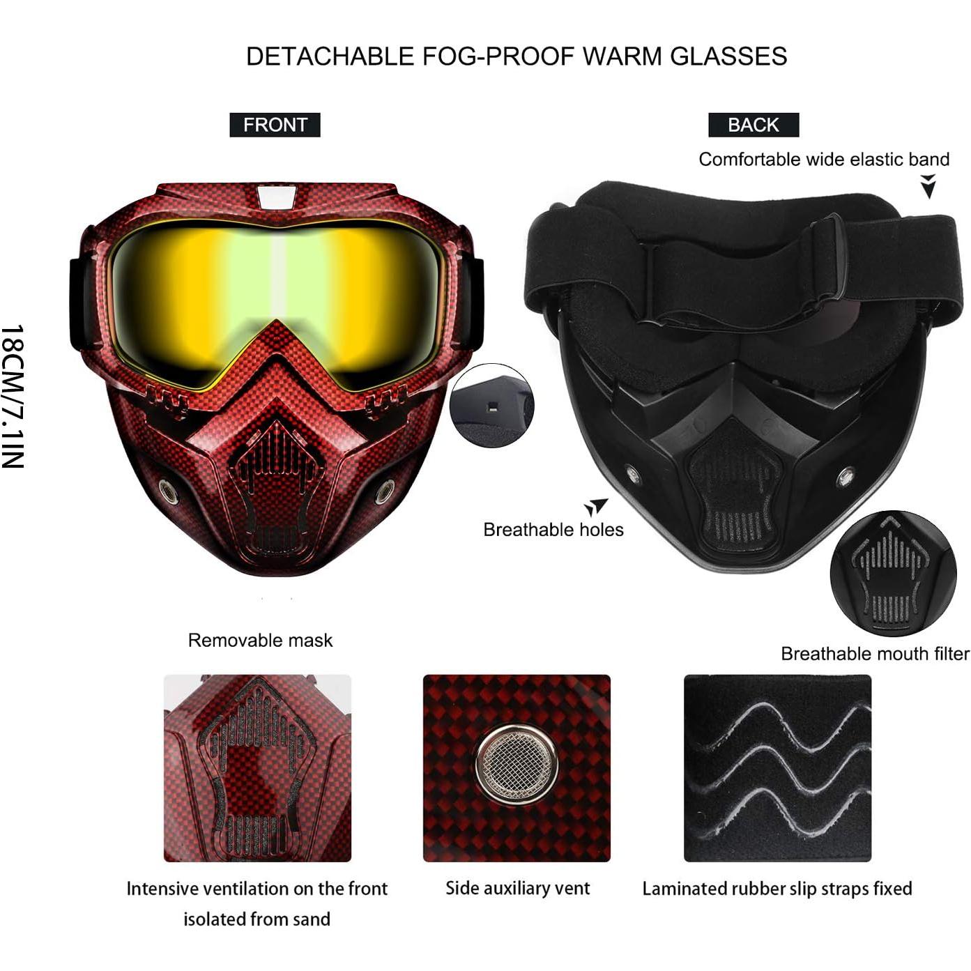 Gafas de Moto GGBuy con Máscara Facial Removible Antivaho