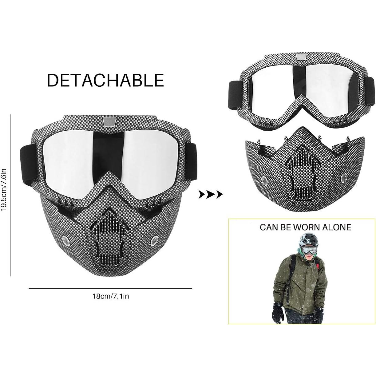 Gafas de Moto GGBuy con Máscara Facial Desmontable