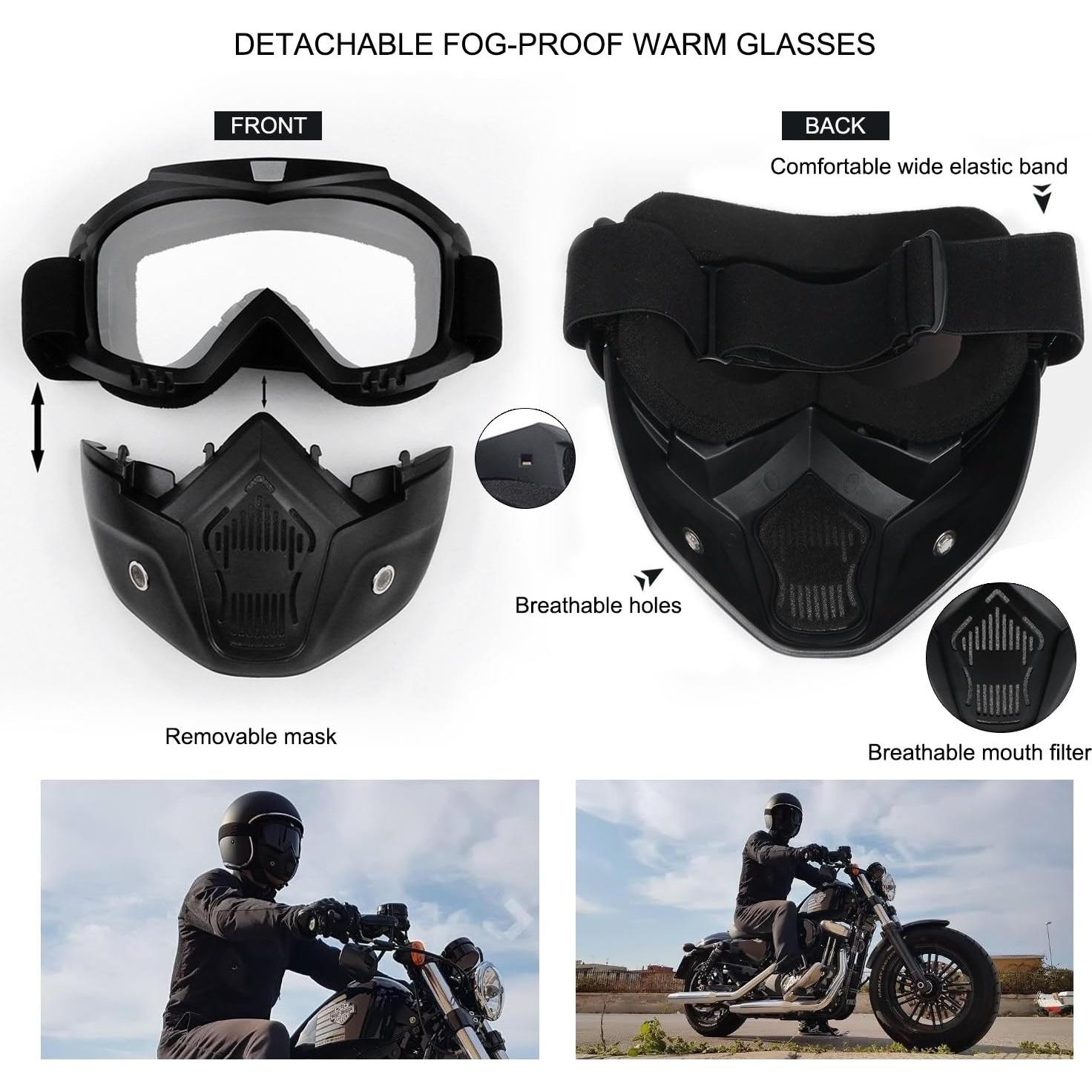 Gafas de Moto Tongshop con Máscara Facial Removible