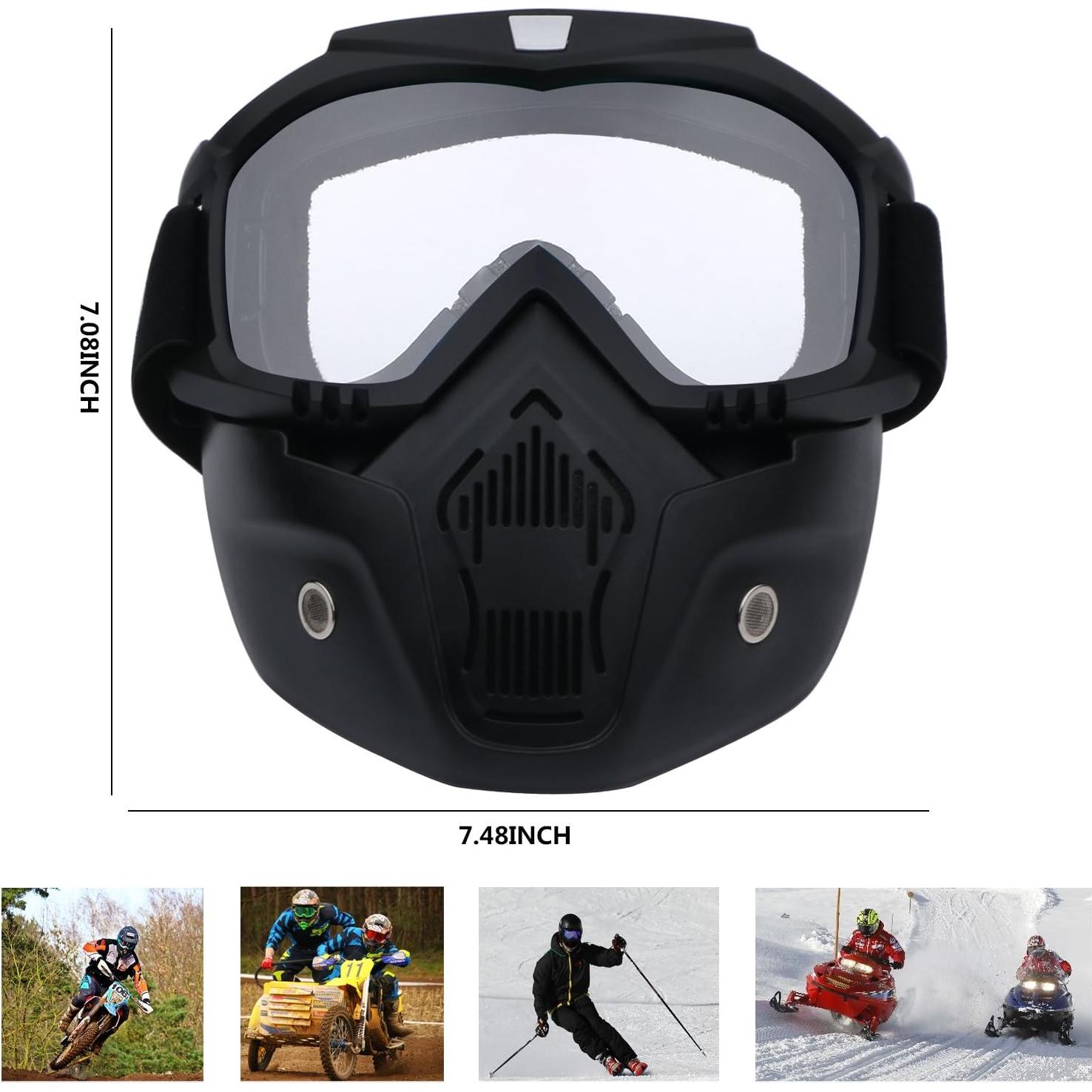 Gafas de Moto Tongshop con Máscara Facial Removible