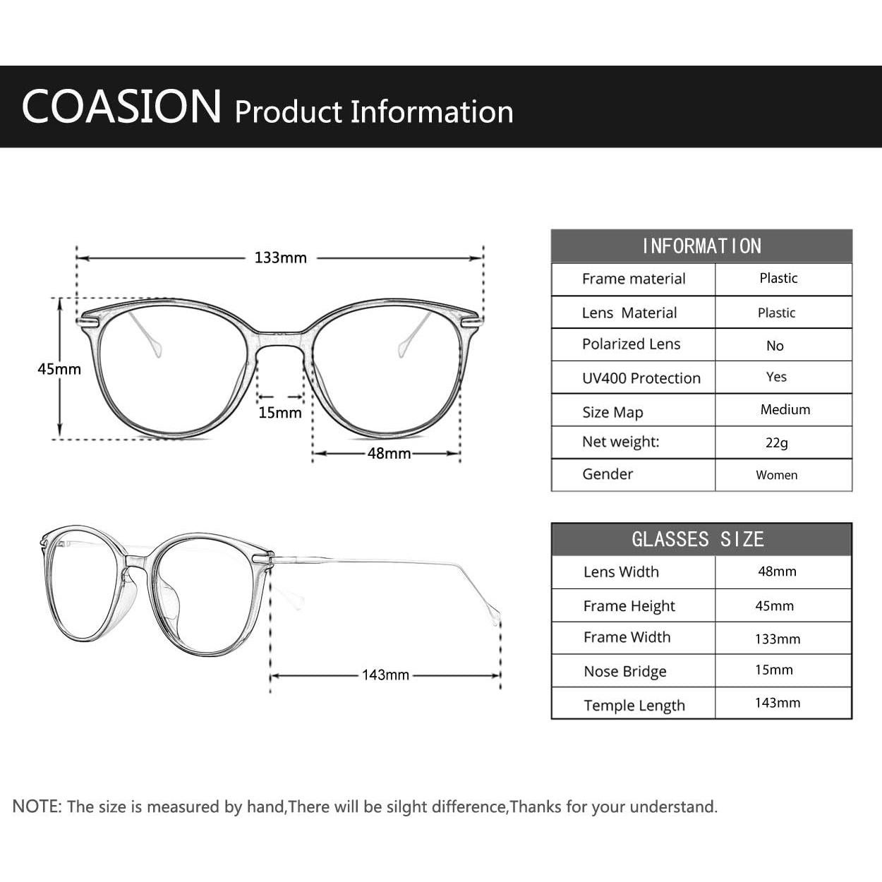 Gafas bloqueadoras de luz azul COASION para mujeres, redondas