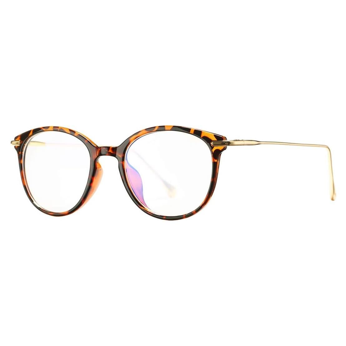 Gafas Anti Luz Azul COASION Vintage Redondas 48mm Tortuga/Oro