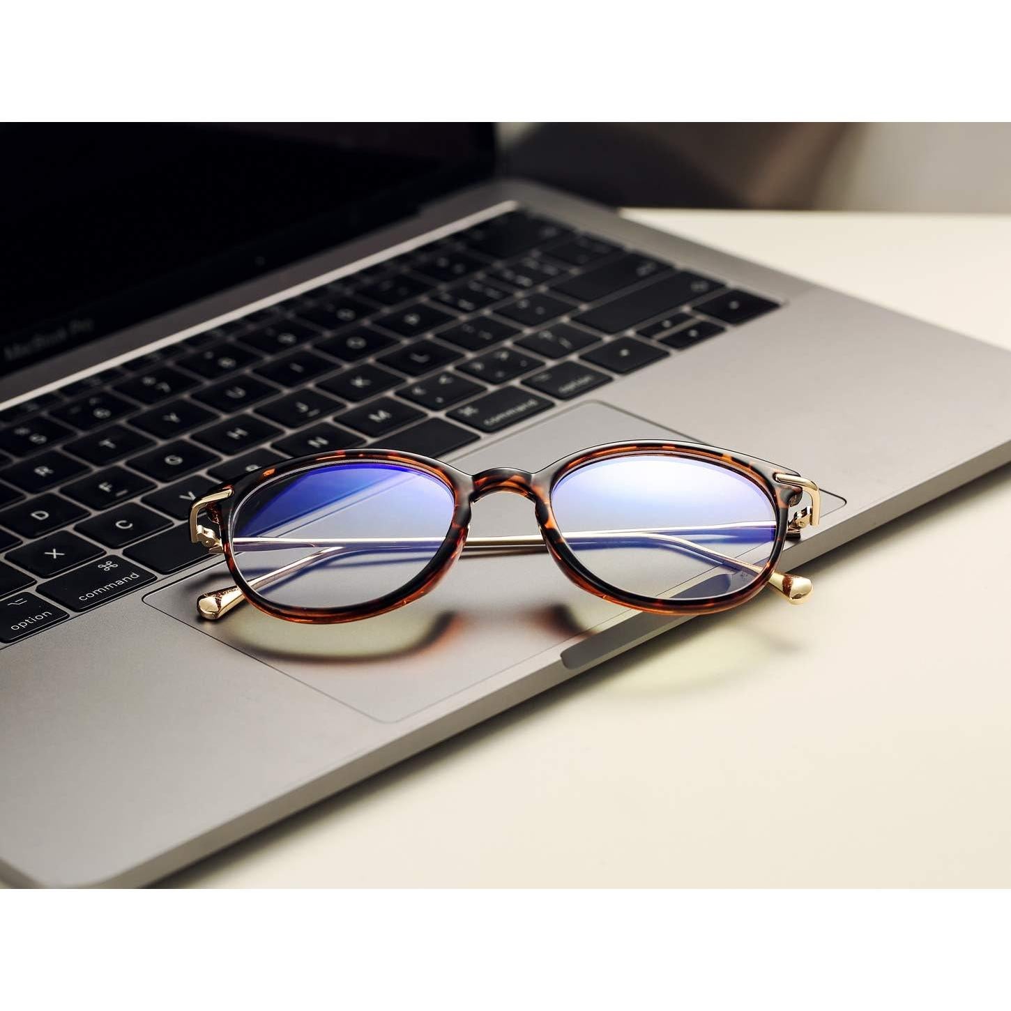 Gafas Anti Luz Azul COASION Vintage Redondas 48mm Tortuga/Oro