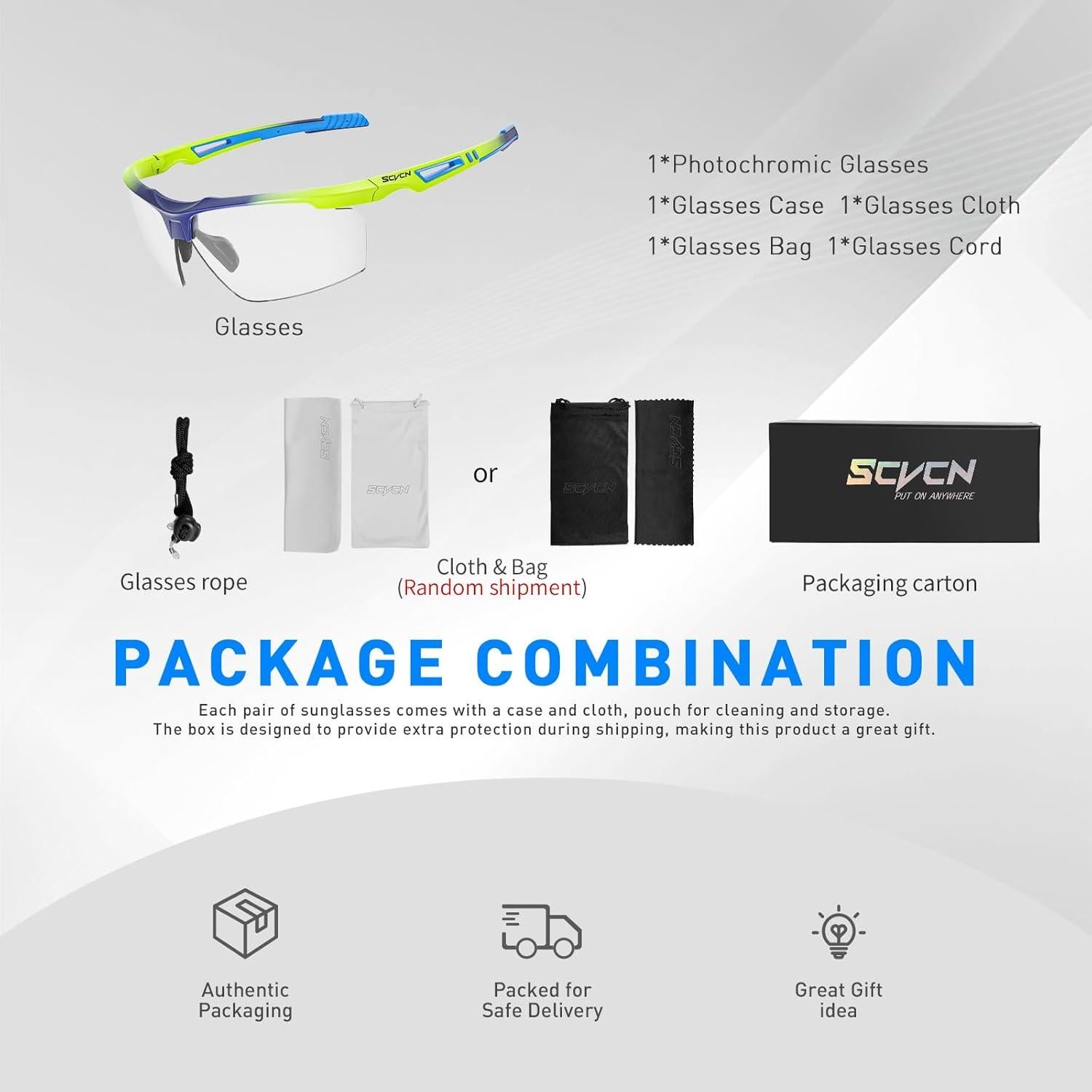 Gafas de sol fotocromáticas SCVCN UV400 para deportes