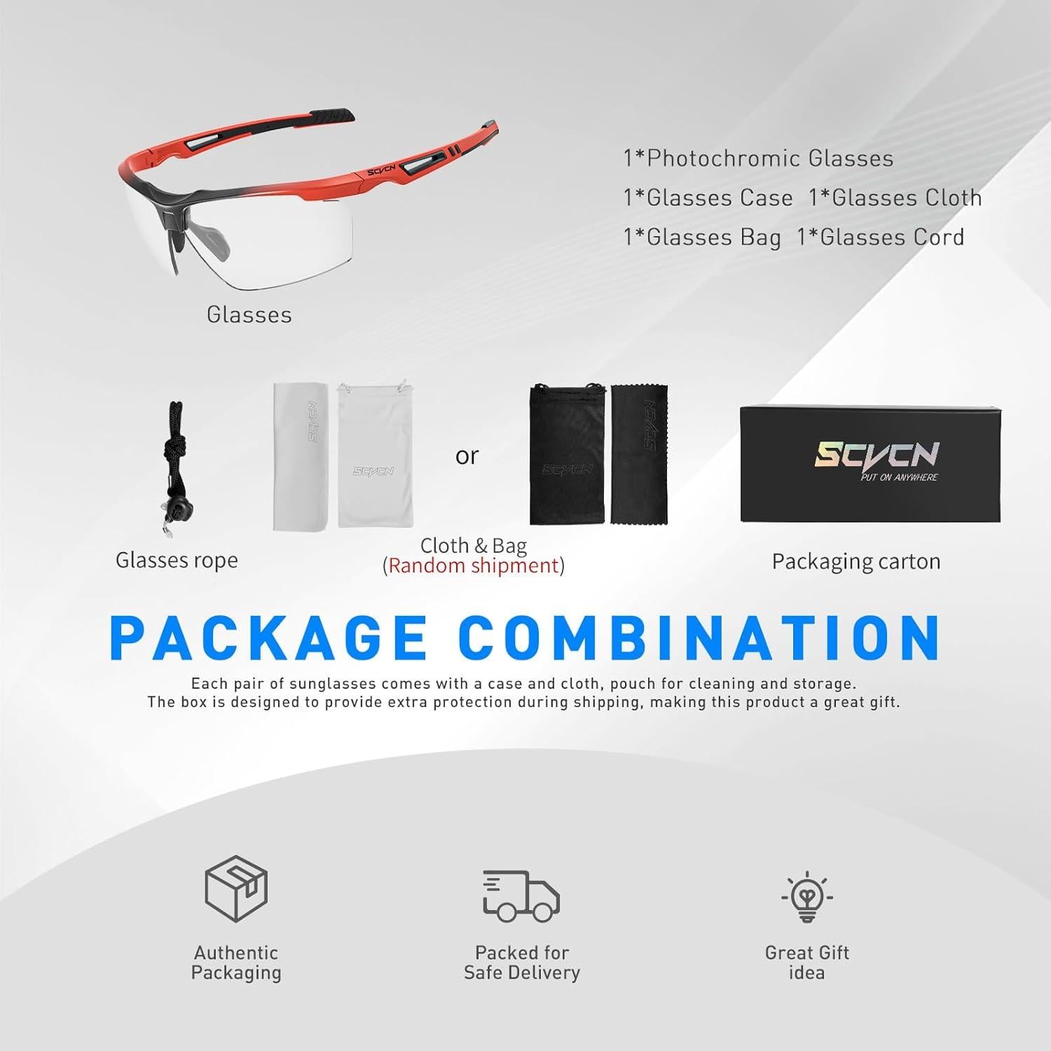 Gafas de sol fotocromáticas SCVCN UV400 unisex deportivas