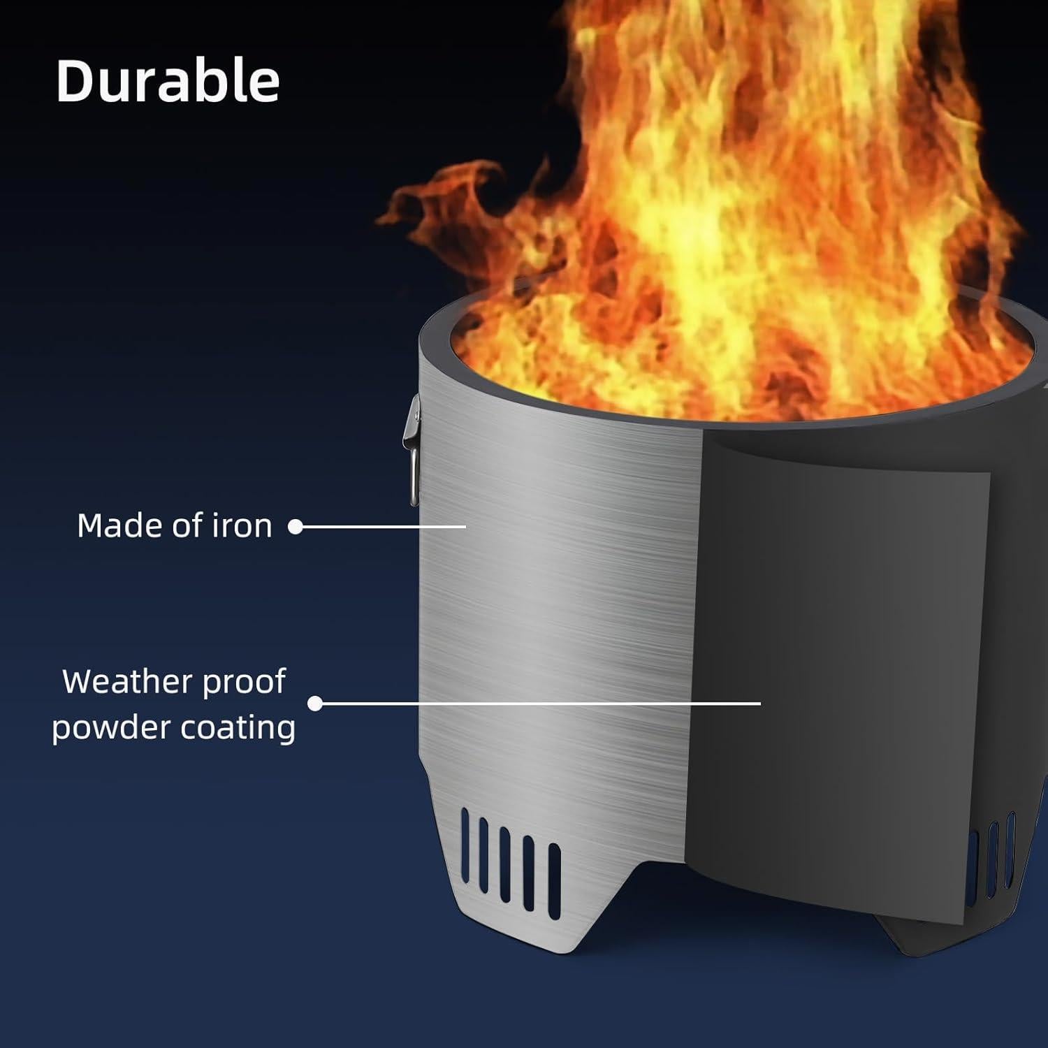 Fogata sin humo Hipicute 40 cm acero inoxidable para exteriores
