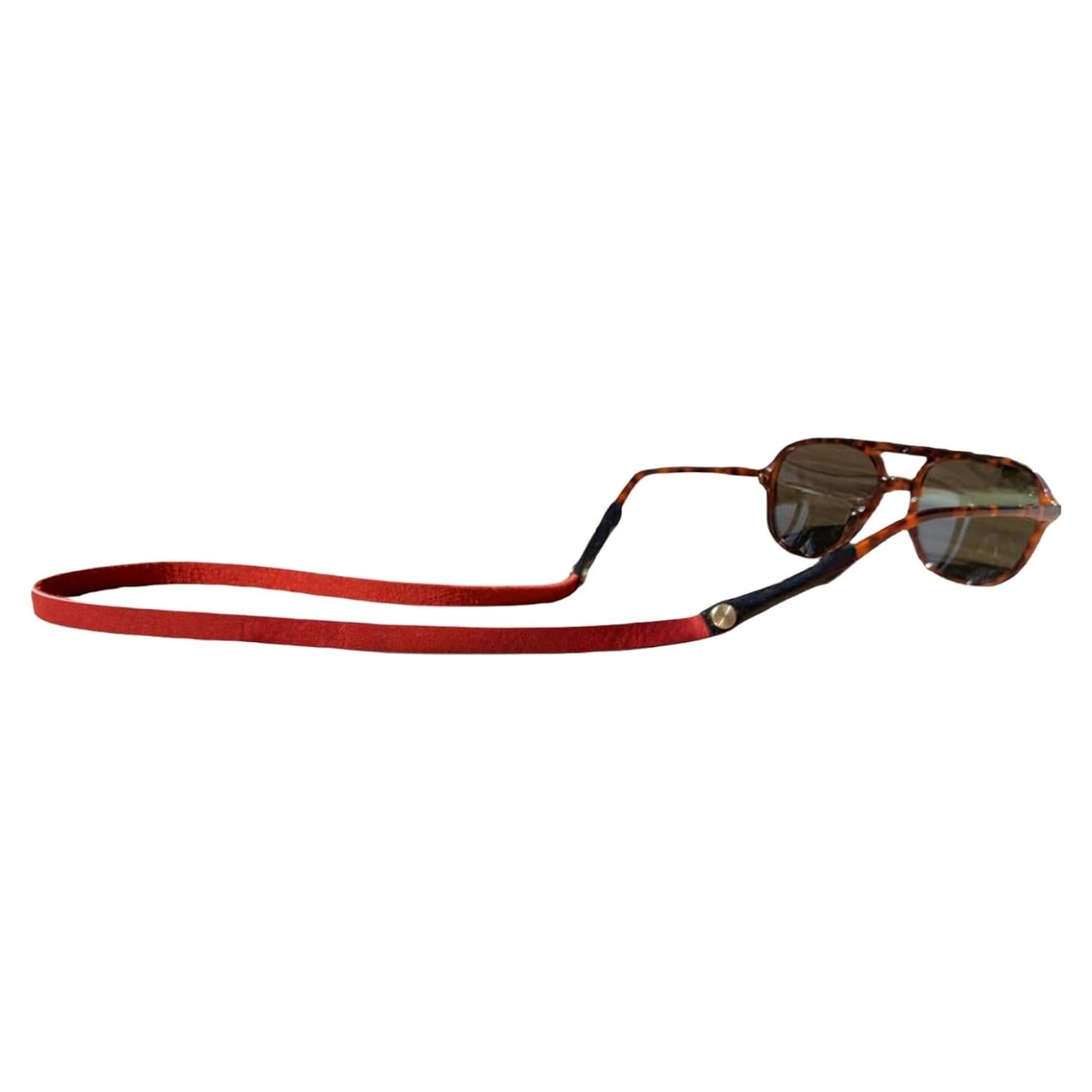 Correa de Gafas de Cuero PVS-001 Rojo Rubí 54.61 cm