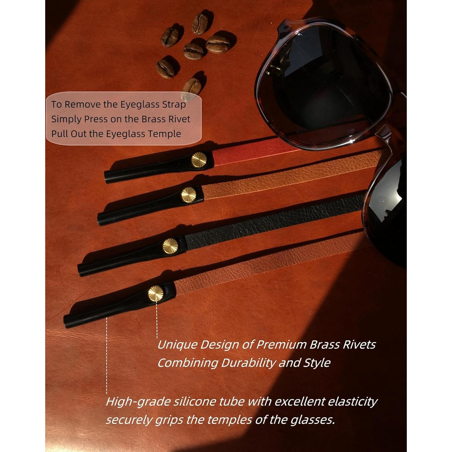 Correa de Gafas de Cuero PVS-001 Rojo Rubí 54.61 cm