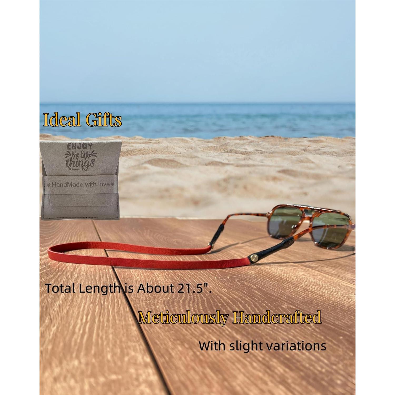 Correa de Gafas de Cuero PVS-001 Rojo Rubí 54.61 cm