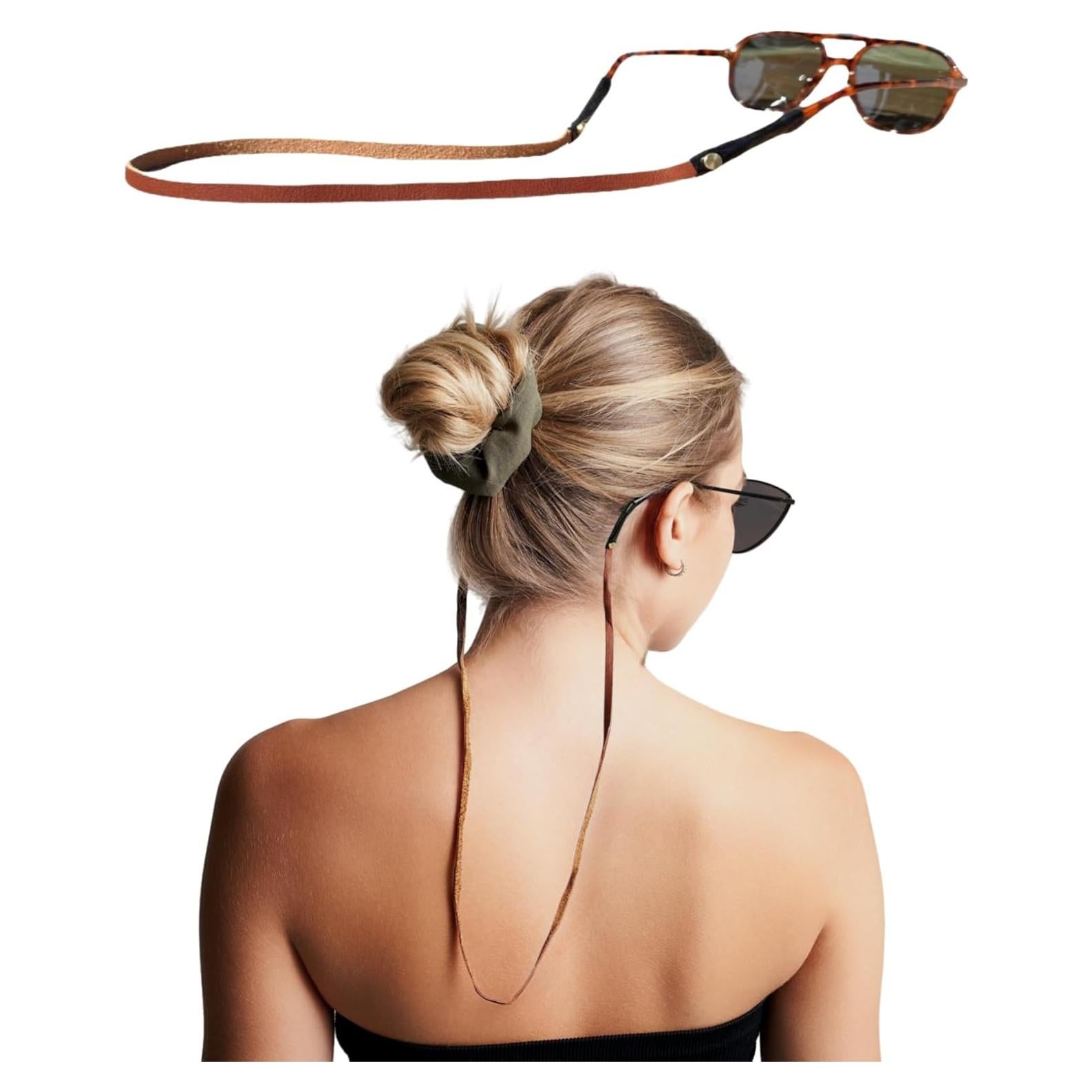 Correa de Gafas de Cuero PVS-001 Marrón Italiano 54.61 cm