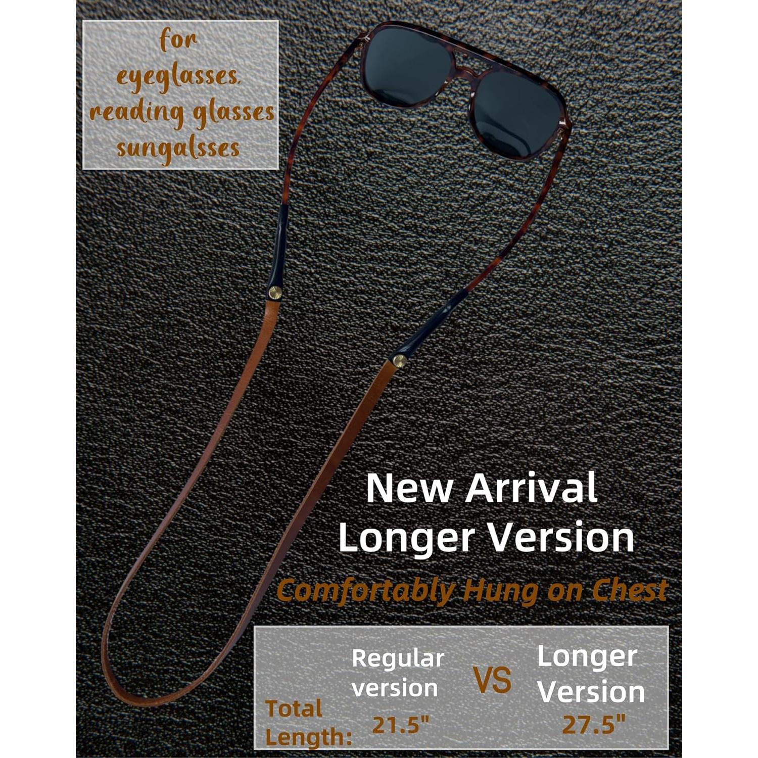 Correa de Gafas de Cuero PVS-001 Marrón Italiano 54.61 cm