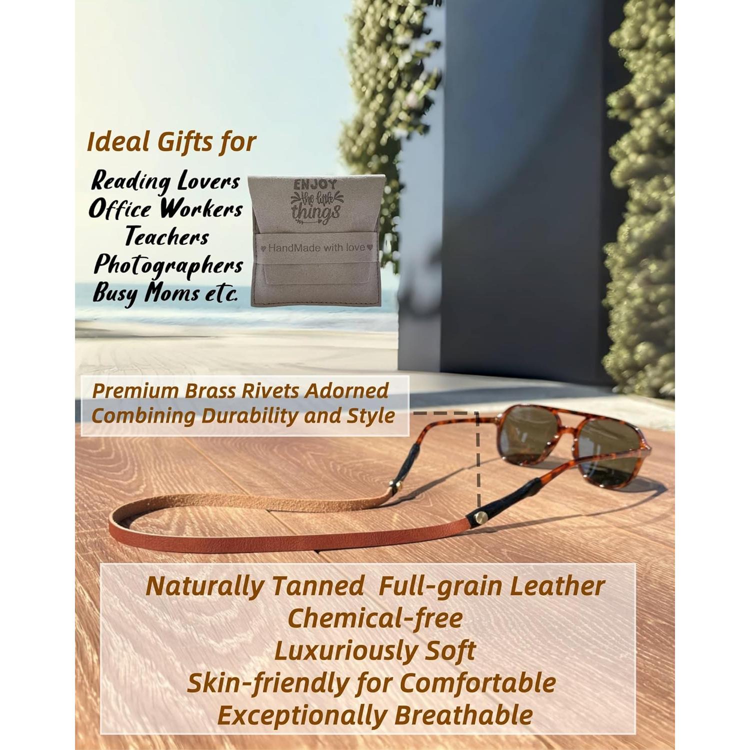 Correa de Gafas de Cuero PVS-001 Marrón Italiano 54.61 cm