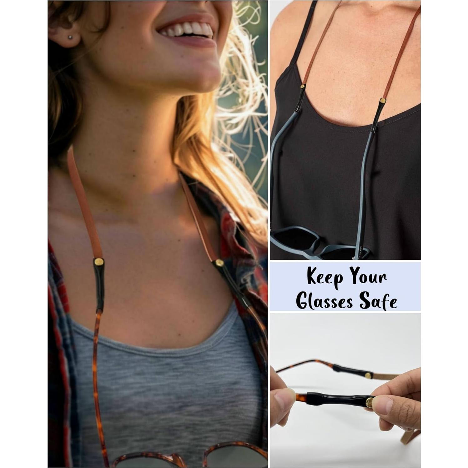 Correa de Gafas de Cuero PVS-001 Marrón Italiano 54.61 cm