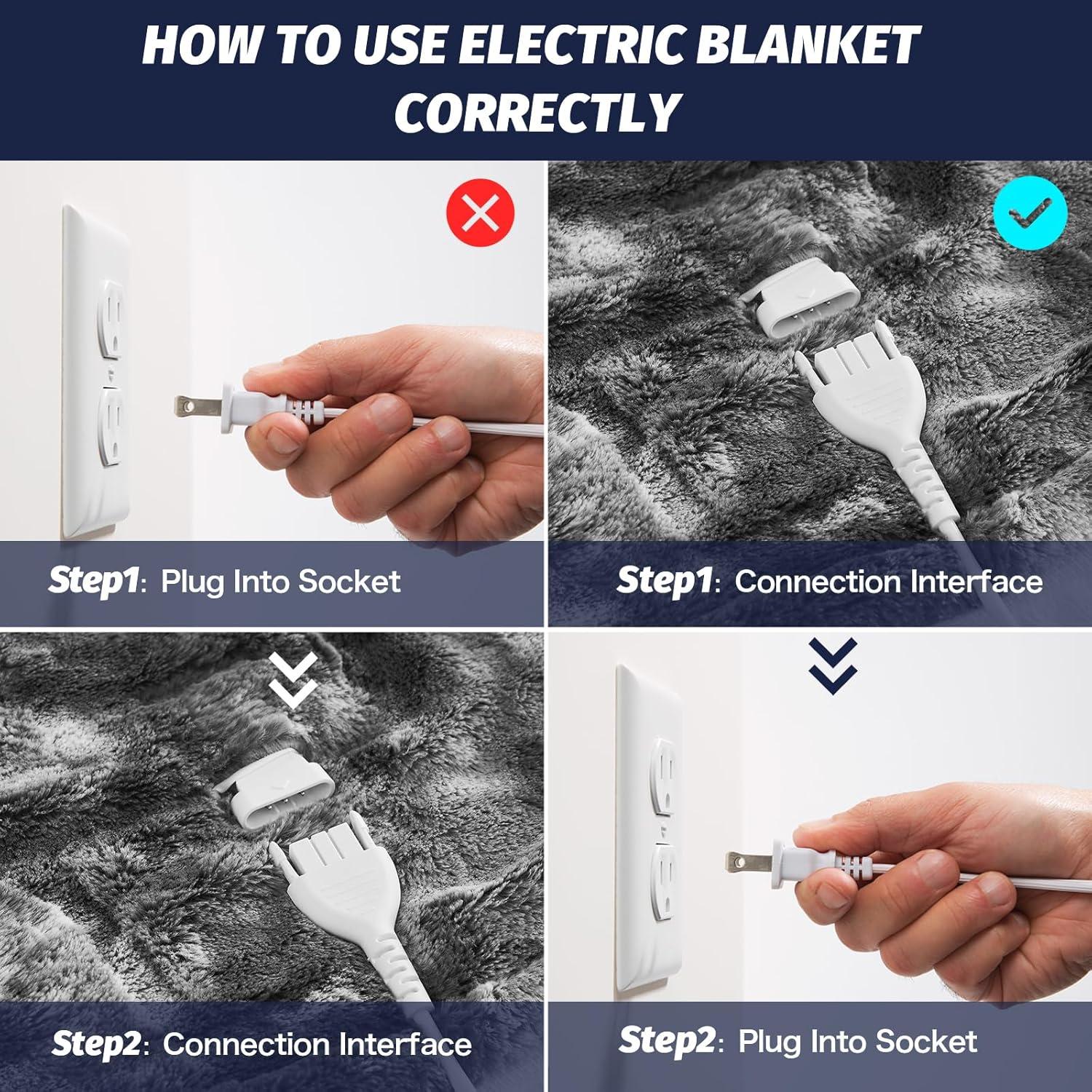 Manta Eléctrica OCTROT Queen Fleece Sherpa 10 Niveles Calor