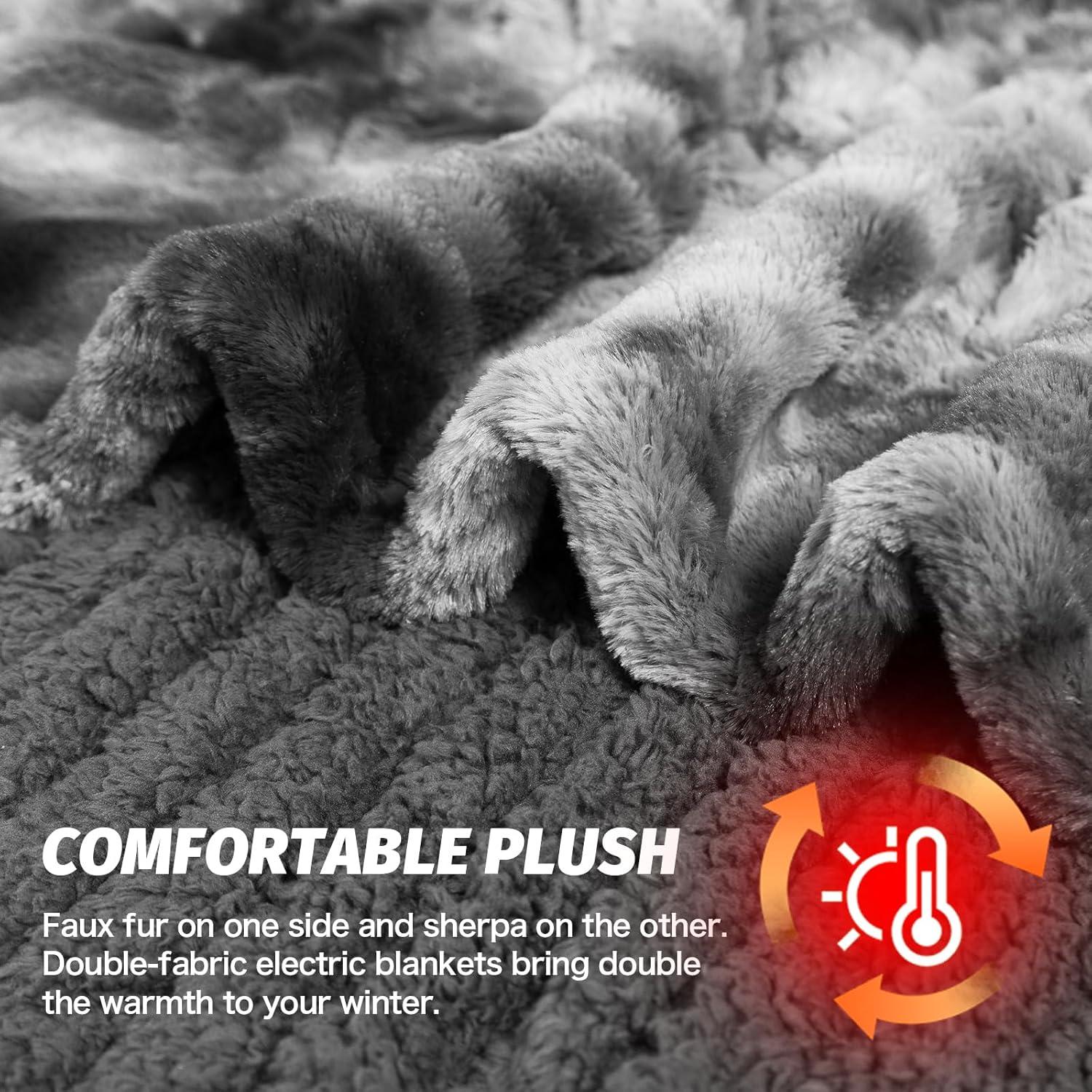 Manta Eléctrica OCTROT Queen Fleece Sherpa 10 Niveles Calor