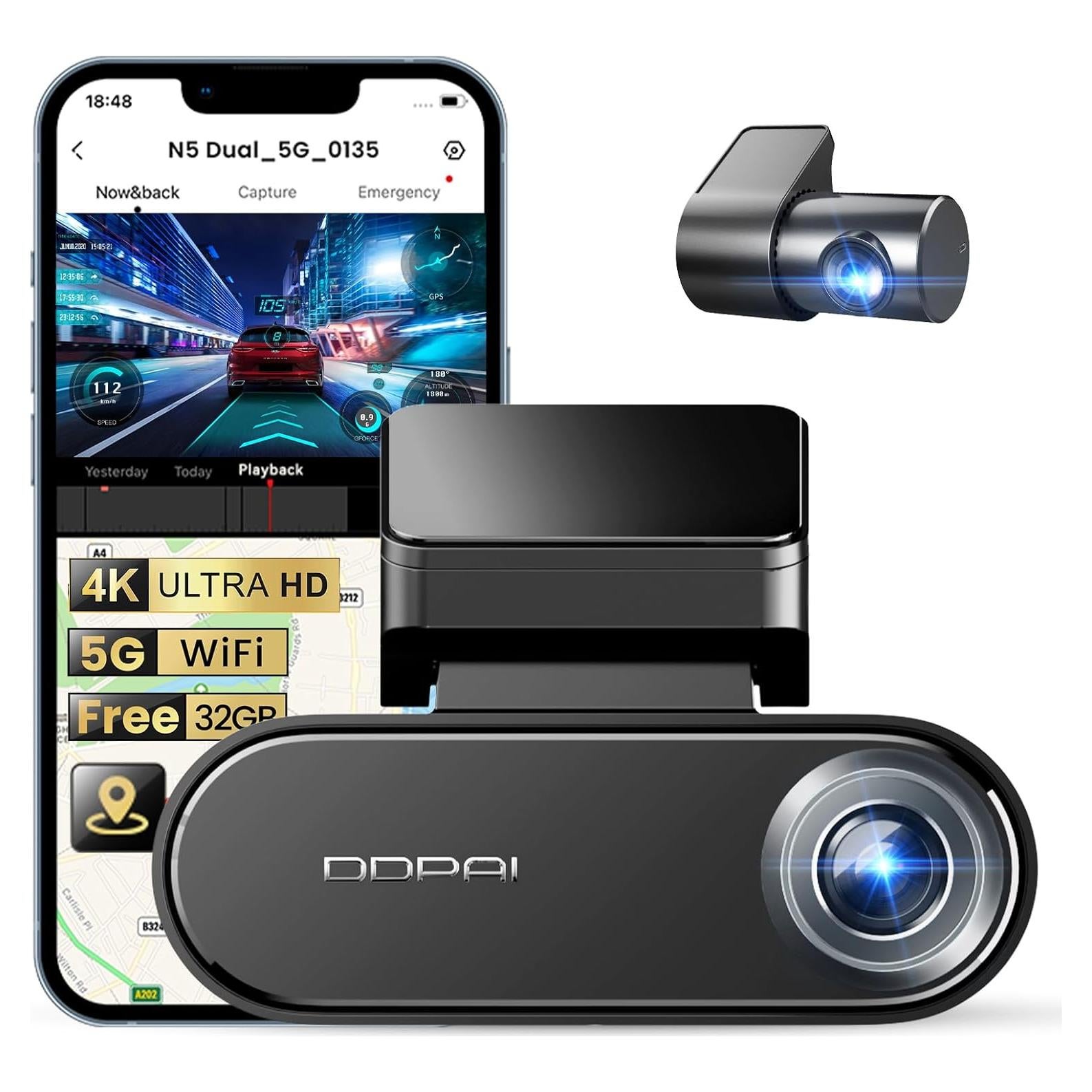 Cámara de Salpicadero DDPAI N5 Dual 4K+1080P GPS WiFi 32GB
