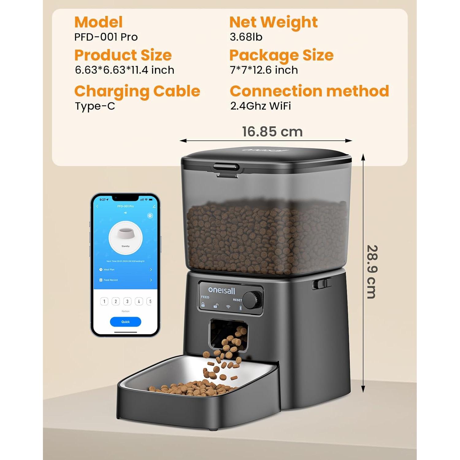 Comedero Automático Oneisall PFD-001 3.5L WiFi Control App