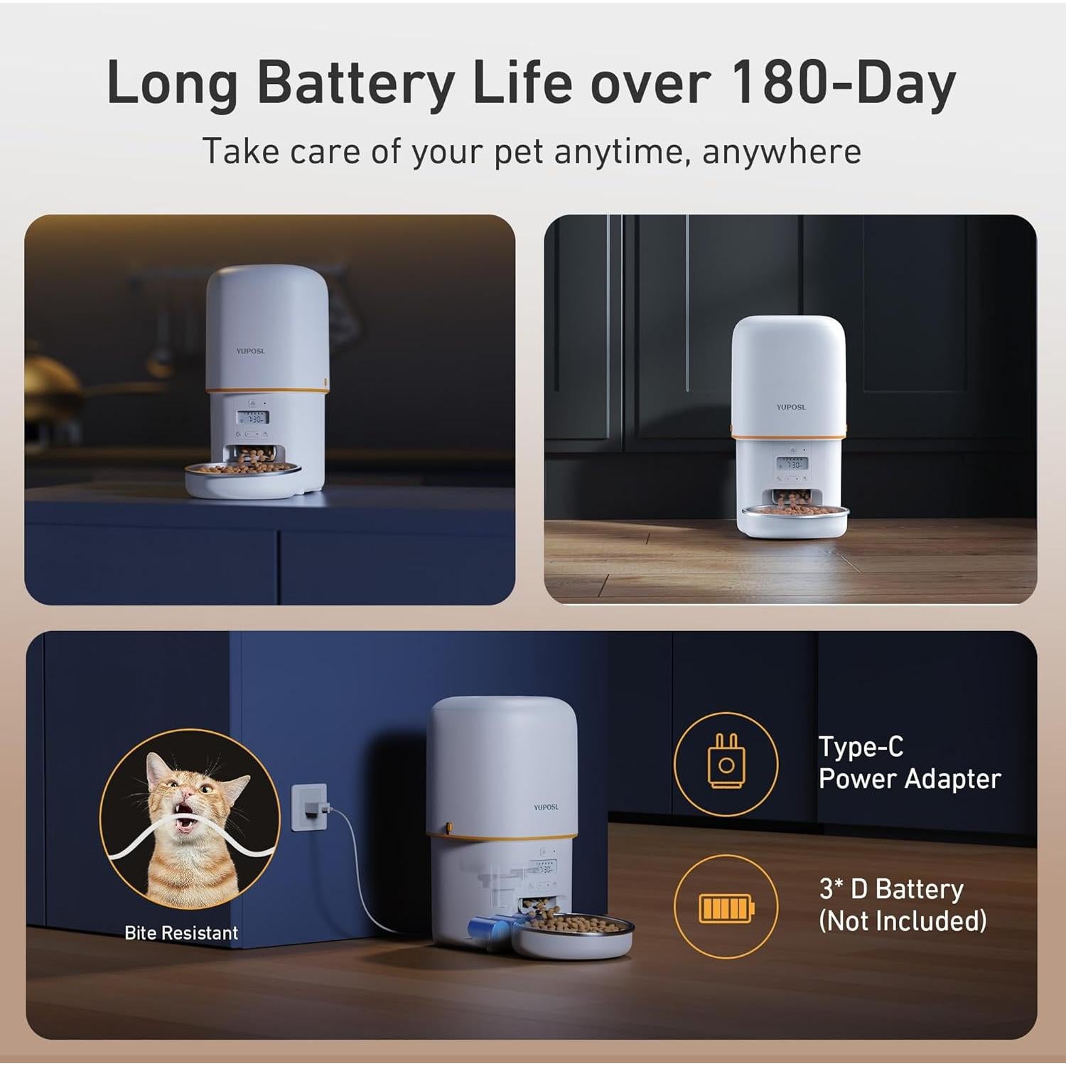 Comedero Automático para Gatos Yuposl 4L con Dispensador