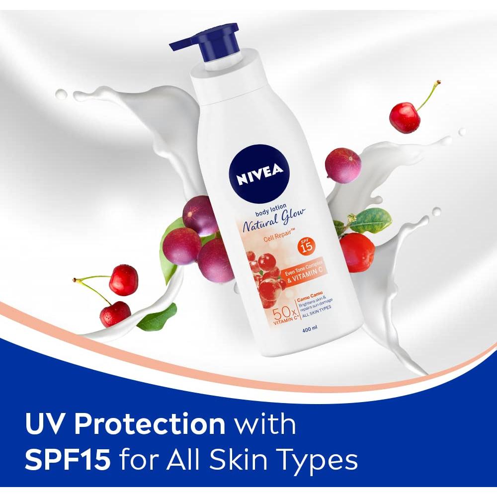 Loción Corporal Nivea Brillo Natural 400 ml con SPF 15 y Vitamina C